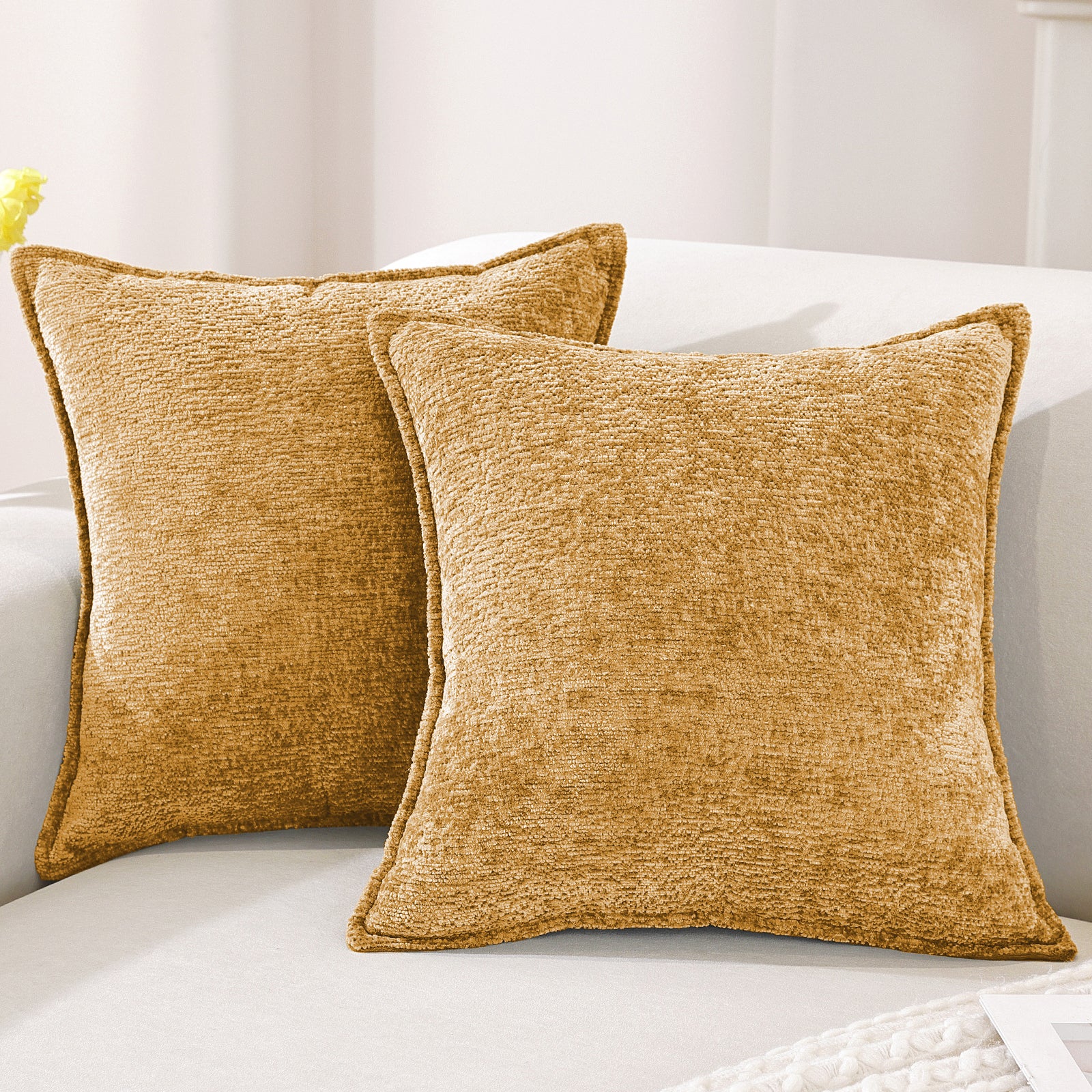 Ystyle Chenille Sofa Cushion Covers 60 x 60 cm, 2 Pieces, Soft Durable Heart-Shaped Cushion Cover, Decorative Elegant Pillow Case for Living Room