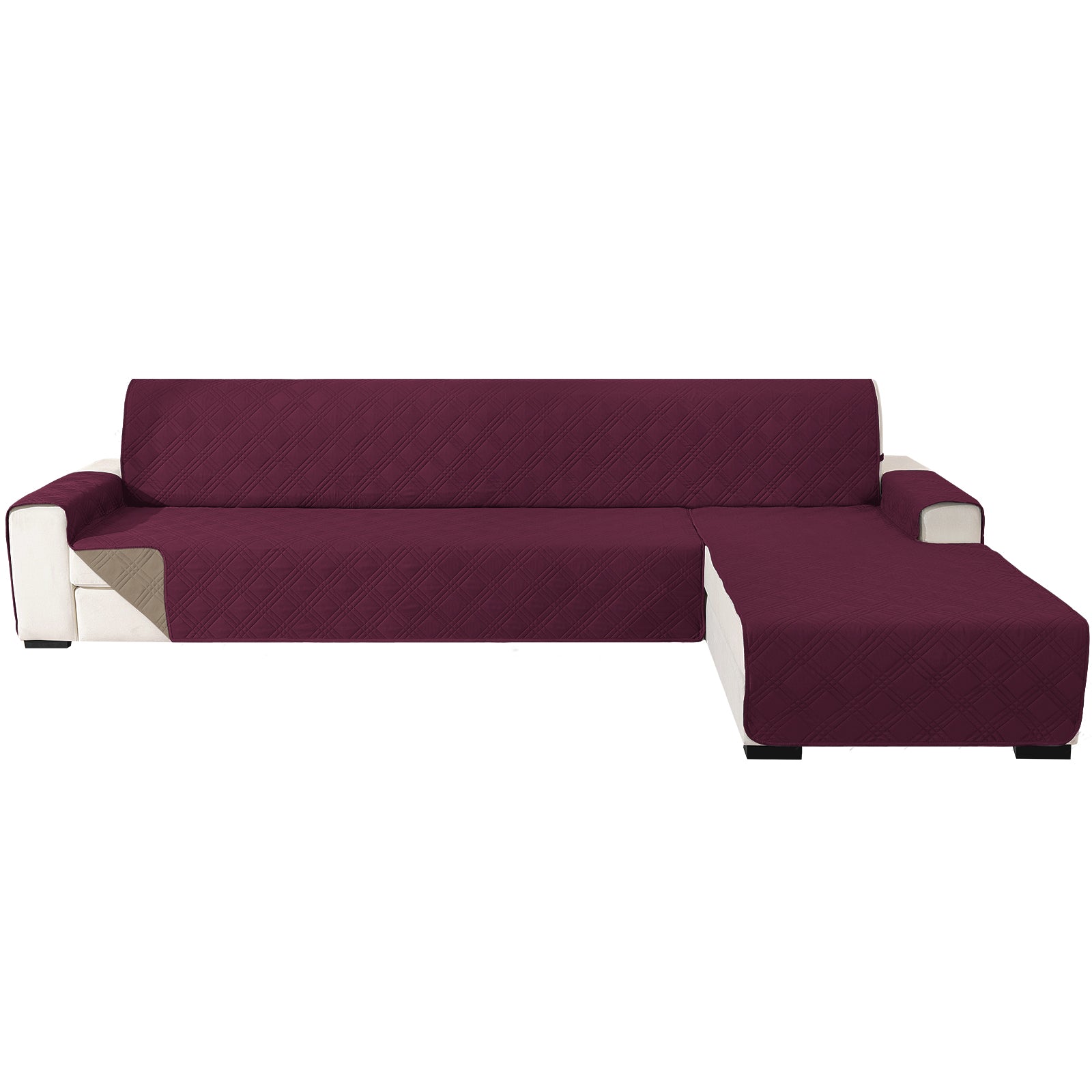 YSTYLE Reversible 4 Seater Corner Sofa Cover Quilted Anti Slip-YSTYLE