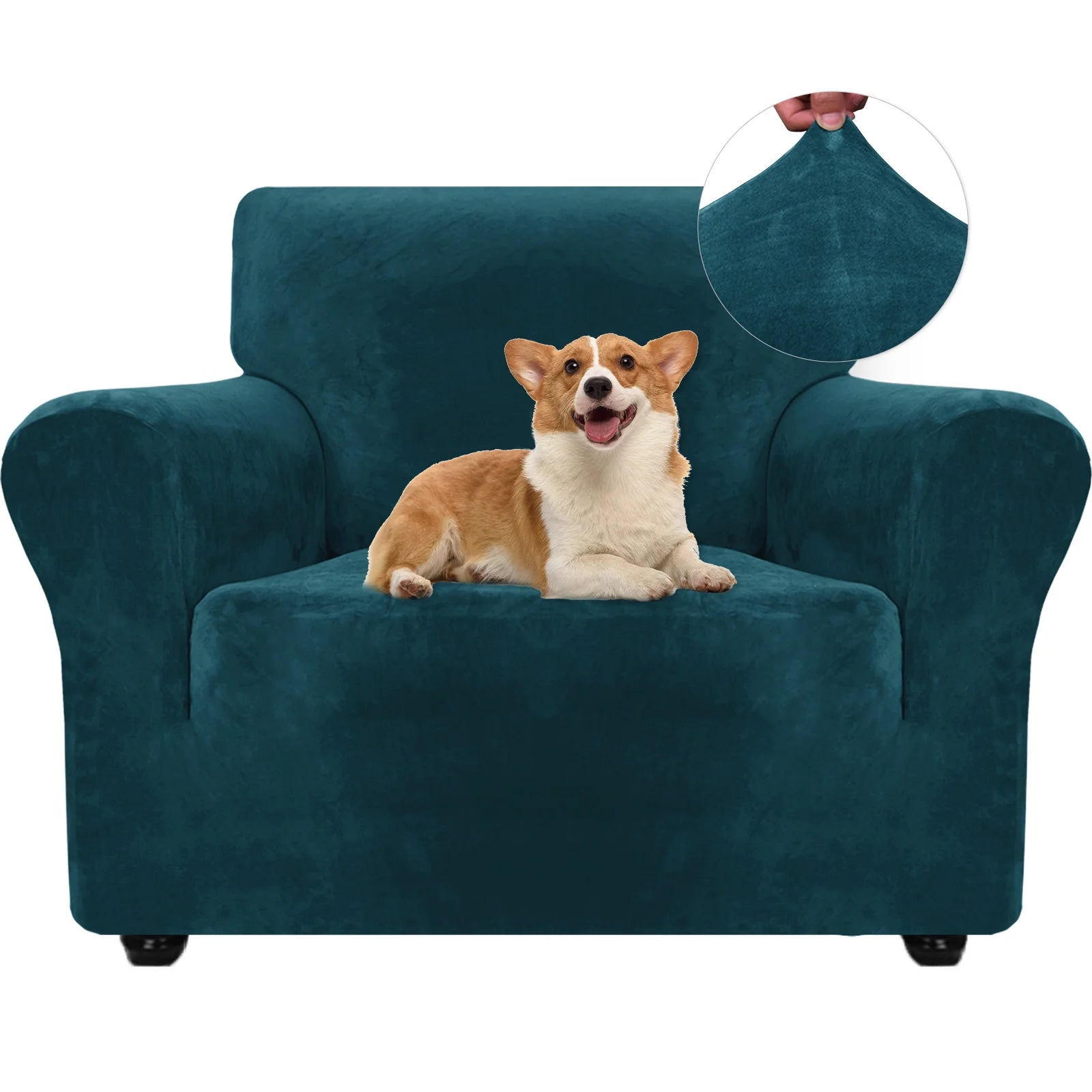 YSTYLE Velvet 1 Seater Sofa Cover – Stretch Fit, Anti-Scratch, Pet-Friendly, Non-Slip, Washable