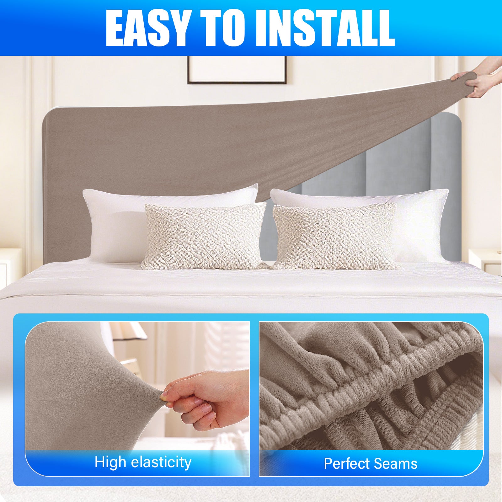 Ystyle 180cm Velvet Headboard Cover, Elastic Slipcover for Bed Headboard, Solid Color Washable Headboard Protector for Single/Double Beds