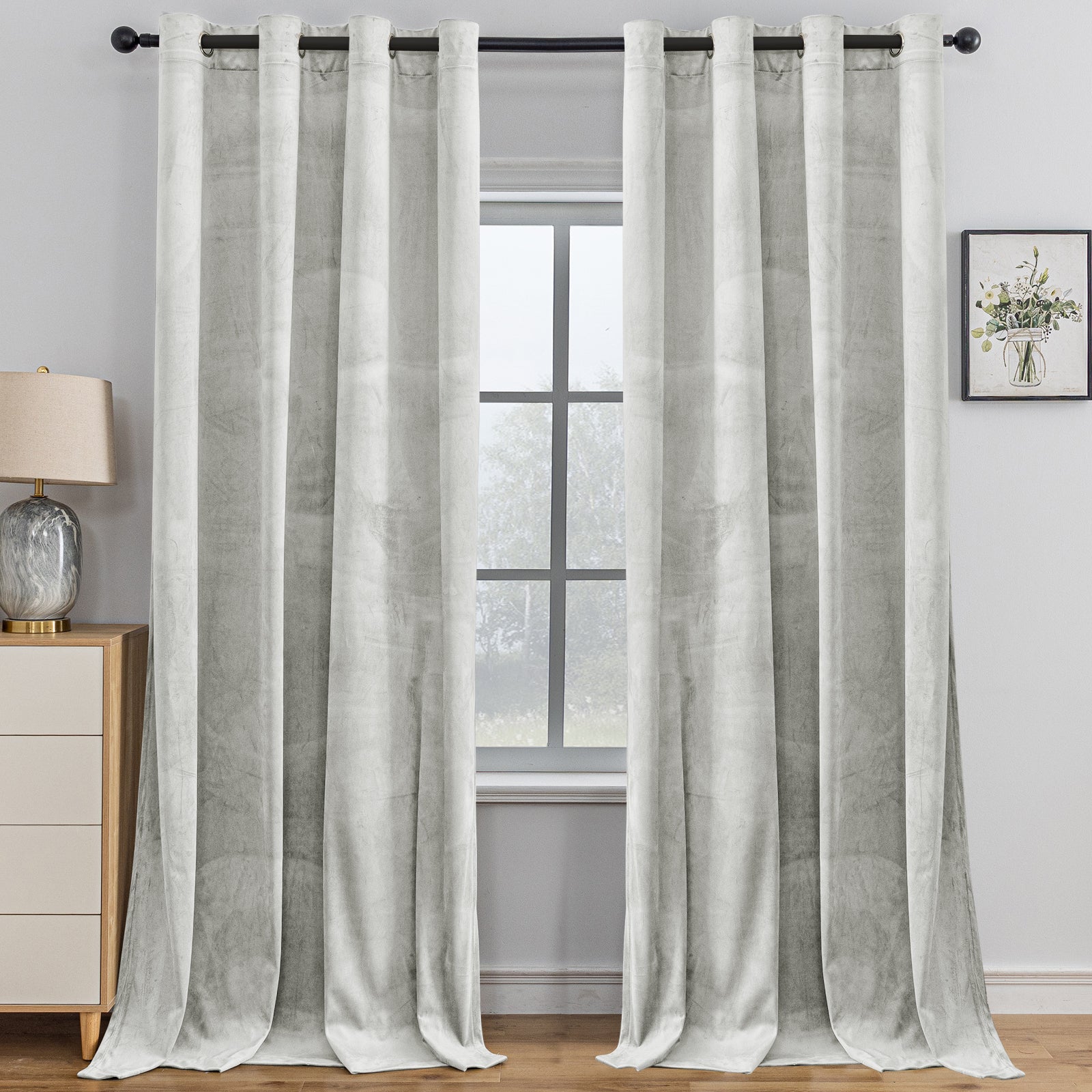 YSTYLE 2 Pieces Velvet Blackout Curtains Thermal Insulated-YSTYLE