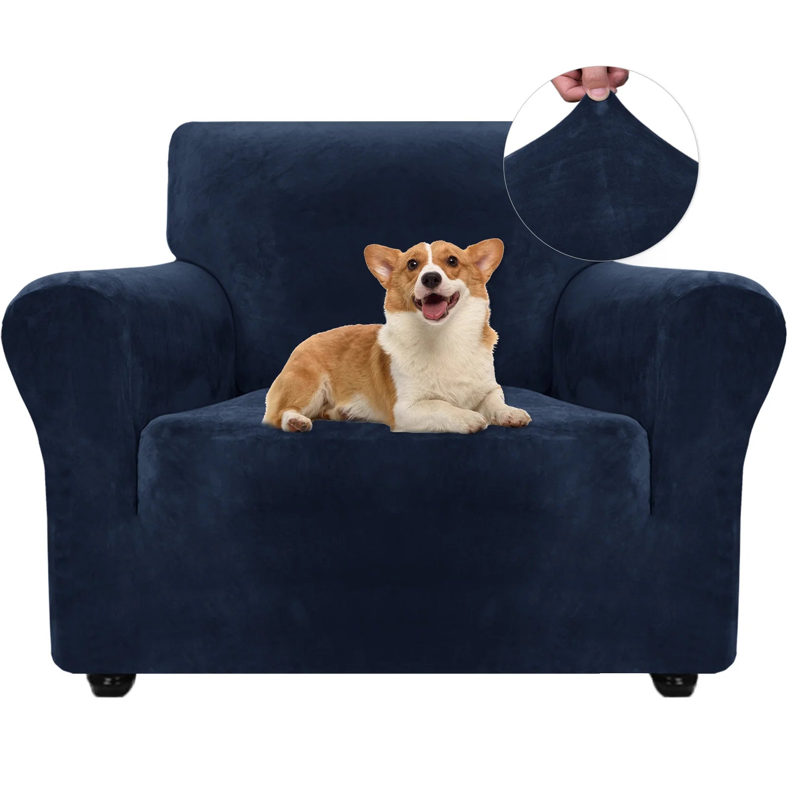 YSTYLE Velvet 1 Seater Sofa Cover – Stretch Fit, Anti-Scratch, Pet-Friendly, Non-Slip, Washable