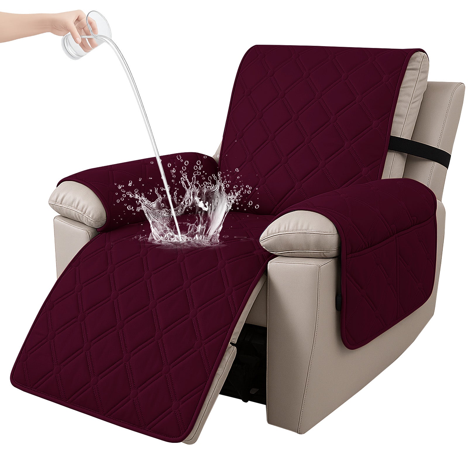 YSTYLE Waterproof Armchair Cover with Pockets and Non Slip Backing-YSTYLE