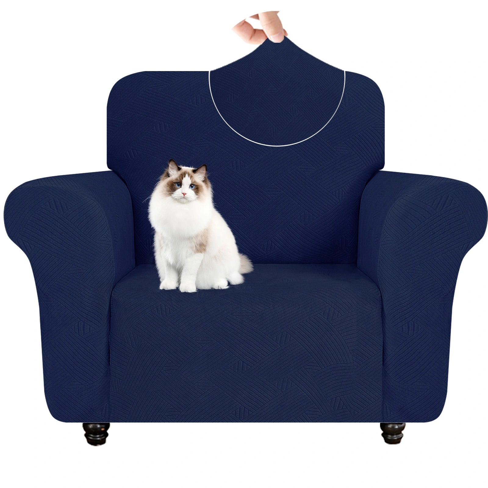 ESTILO 1 Cubierta de sofá de un solo asiento - Elástica, antideslizante, amigable con mascotas, lavable, adecuada para el invierno - Patrón entrelazado