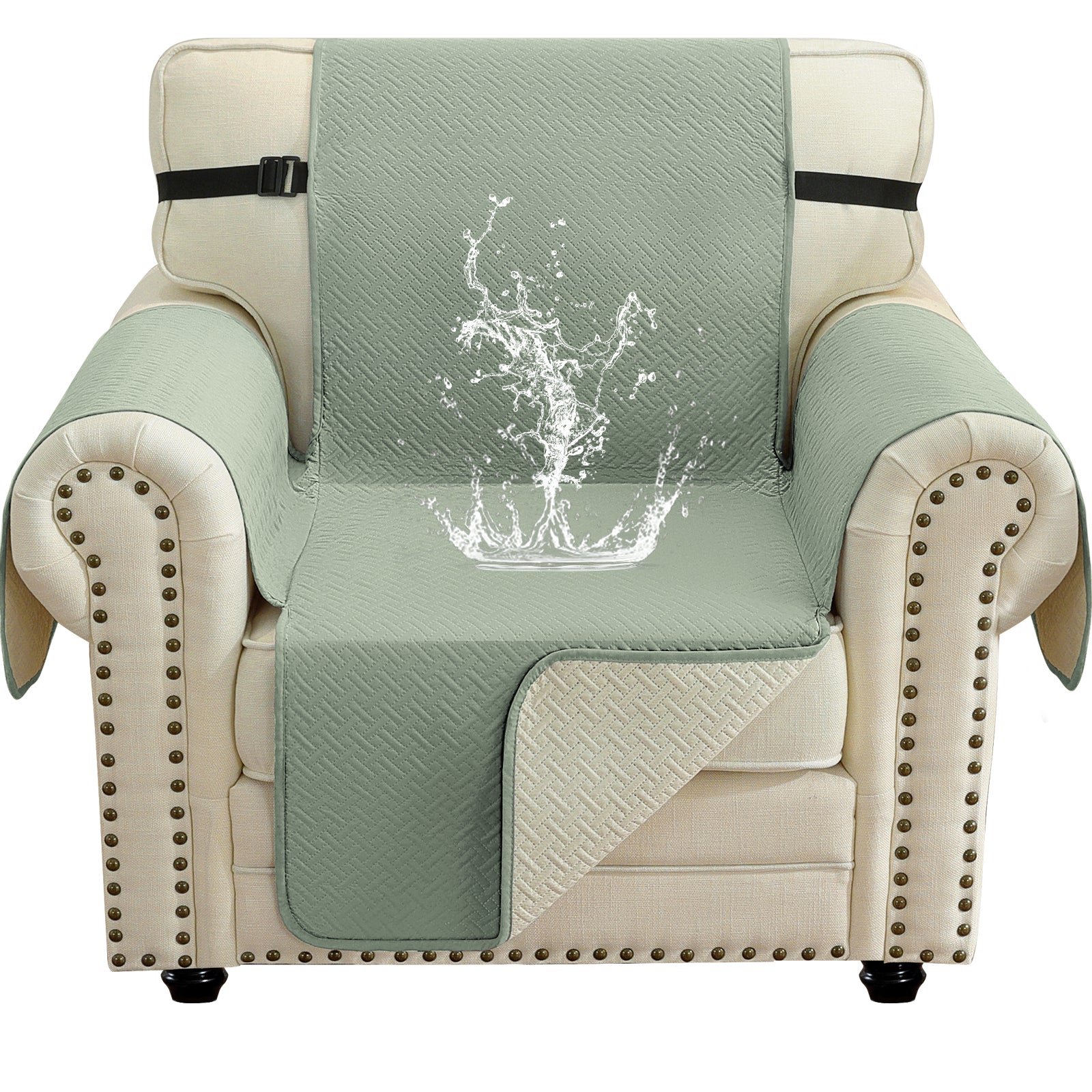 imperméable canapé couverture with Side Pockets and antidérapant design