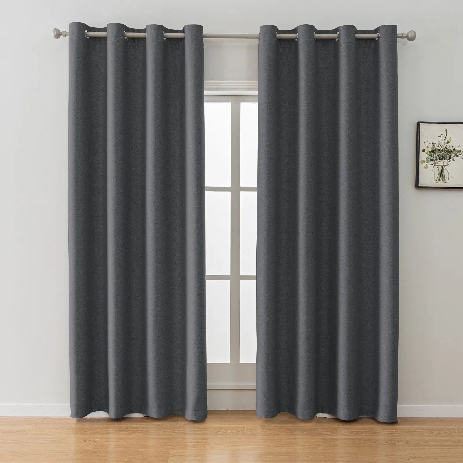 YSTYLE 2 Pieces Linen Effect Blackout Curtains Thermal-YSTYLE