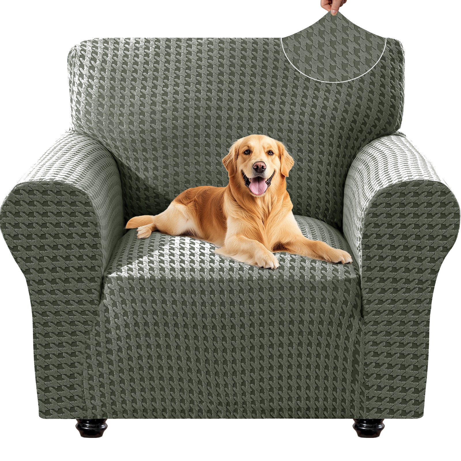 Ystyle 1-Seat Sofa Cover with Armrests, Elastic Universal Seat Cover, Anti-Scratch Universal Sofa Cover, Anti-Slip Washable Sofa Protector, Stain-Resistant