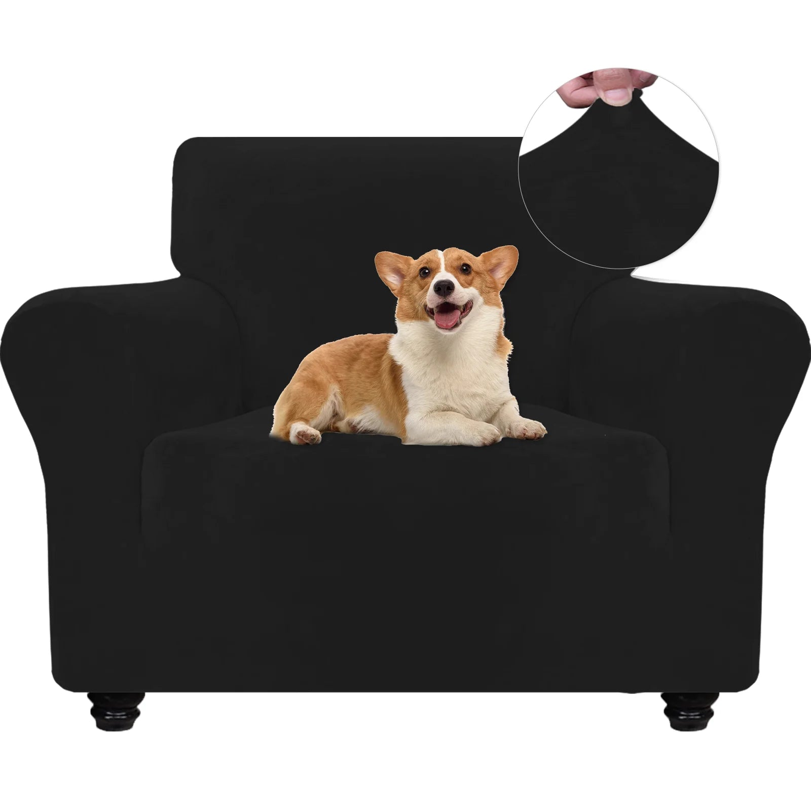 YSTYLE Velvet 1 Seater Sofa Cover with Armrests Stretch Anti Slip-YSTYLE