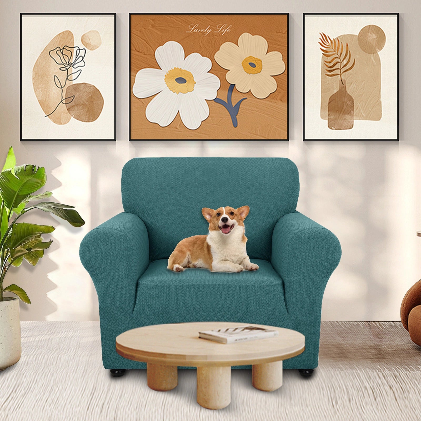 YSTYLE 1 Seater Sofa Cover – Stretch Jacquard, Anti-Slip, Cat-Proof, Washable, Full Cover-Knot