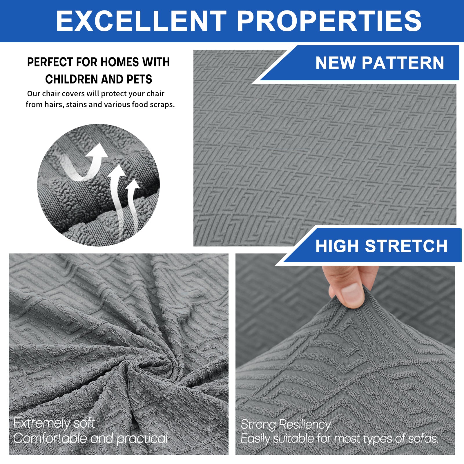 2 Coperture Elastiche per Sedie con Schienale in Tessuto Morbido YSTYLE