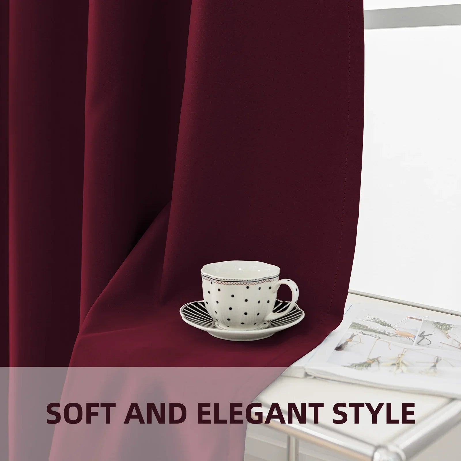 YSTYLE 2 Pieces Waterproof Blackout Curtains Thermal Insulated-YSTYLE