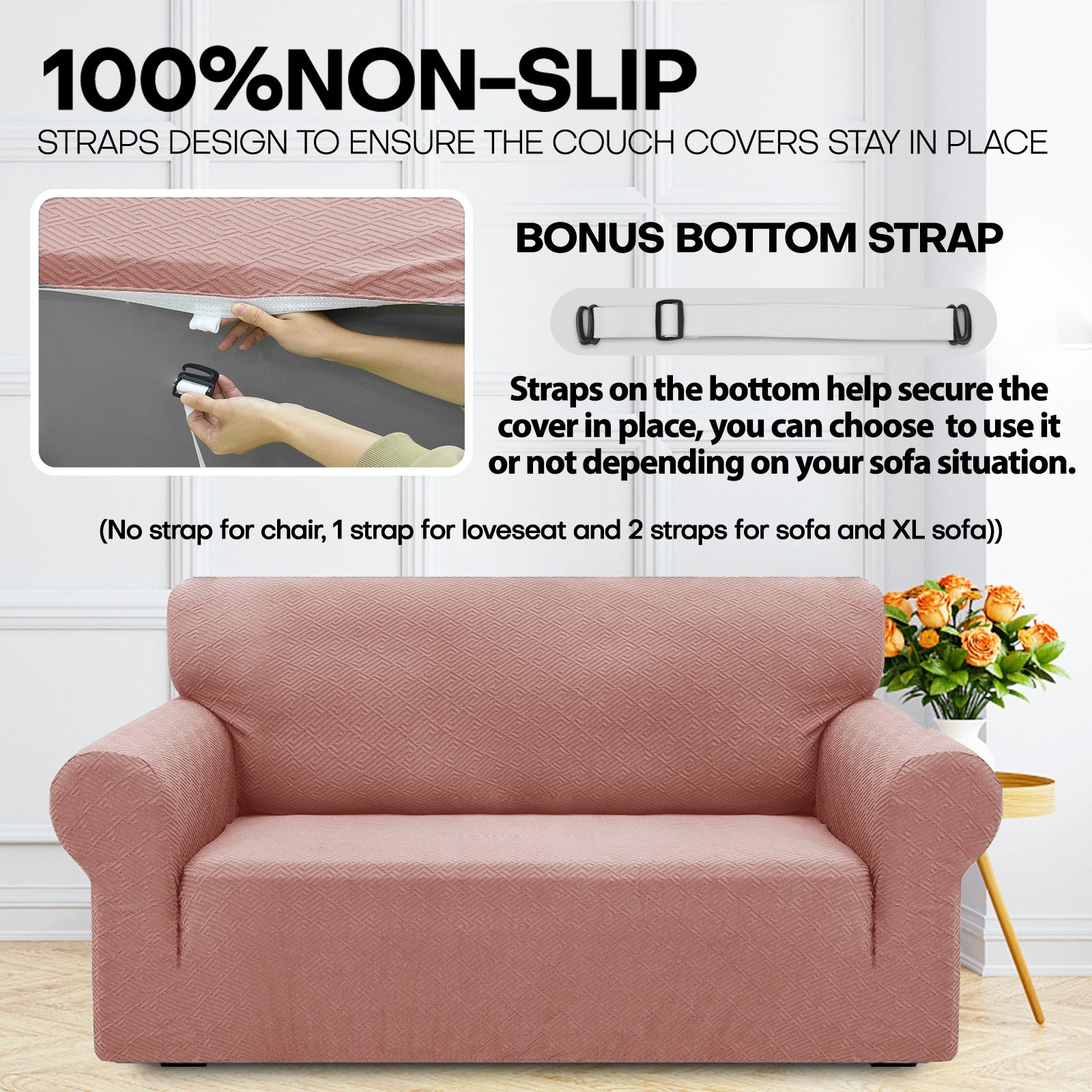 Copertura per divano a 3 posti YSTYLE Stretch con braccioli, motivo jacquard geometrico