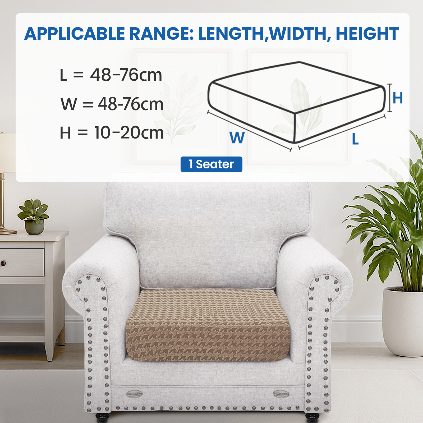 Ystyle 1-Seat Elastic Sofa Seat Cover, Stretch Sofa Cushion Covers, Universal Sofa Cushion Cover, Cushion Covers for Sofas, Sofa Seat Cover