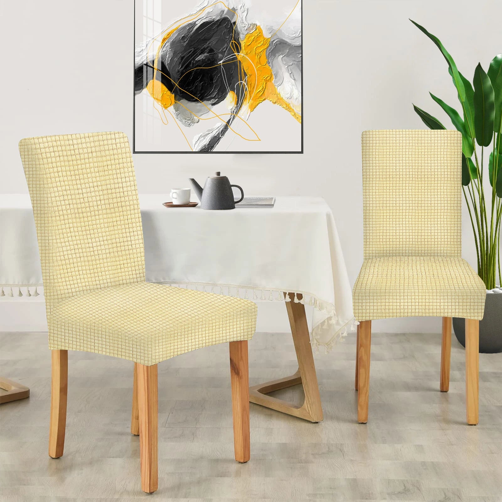 YSTYLE Chair Covers with Backrest 2 pcs – Stretch Fit, Wrinkle-Free, Pet-Friendly, Universal Size, Modern Look-Brushed Plaid