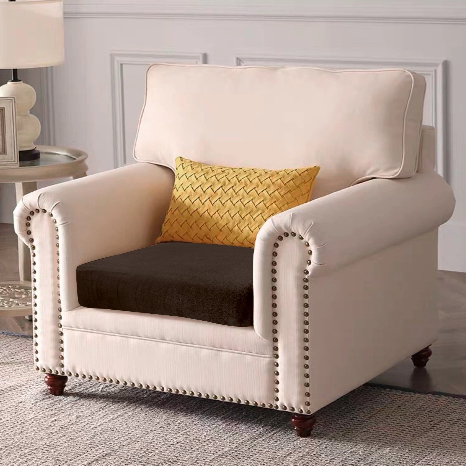 YSTYLE Velvet Stretch Sofa Seat Cover Large 1 Seater Anti Slip-YSTYLE