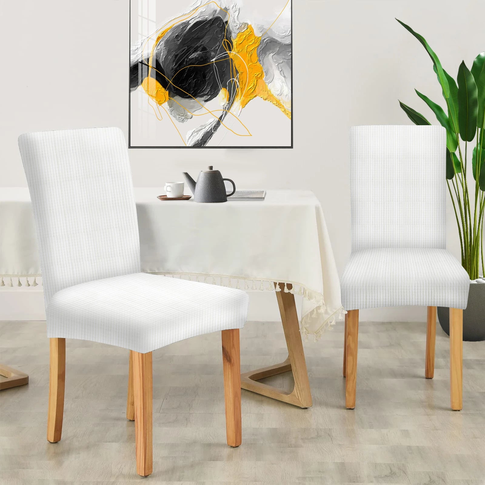 YSTYLE Chair Covers with Backrest 4pcs – Stretch Fit, Wrinkle-Free, Pet-Friendly, Universal Size, Modern Look-Brushed Plaid