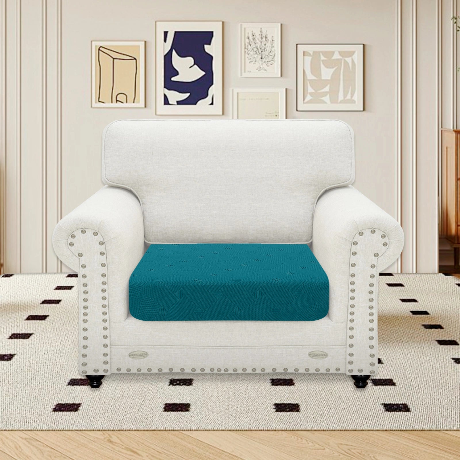 YSTYLE Sofa 1 Piece-Large Cushion Cover – Stretch Fit, Anti-Slip, Geometric Pattern, Universal Use, Full Protection-Intertwined Pattern