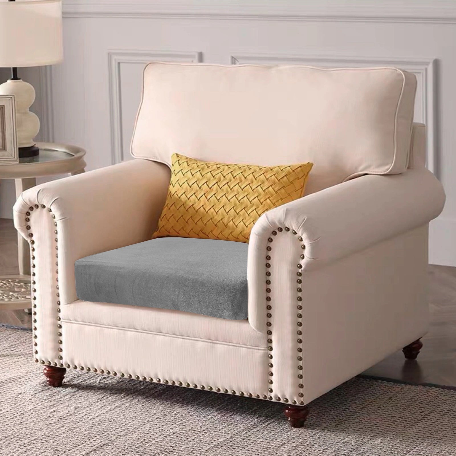 YSTYLE 1 Piece-Large Velvet Cushion Cover – Stretch Fit, Anti-Slip, Universal for Separate Sofa Cushions