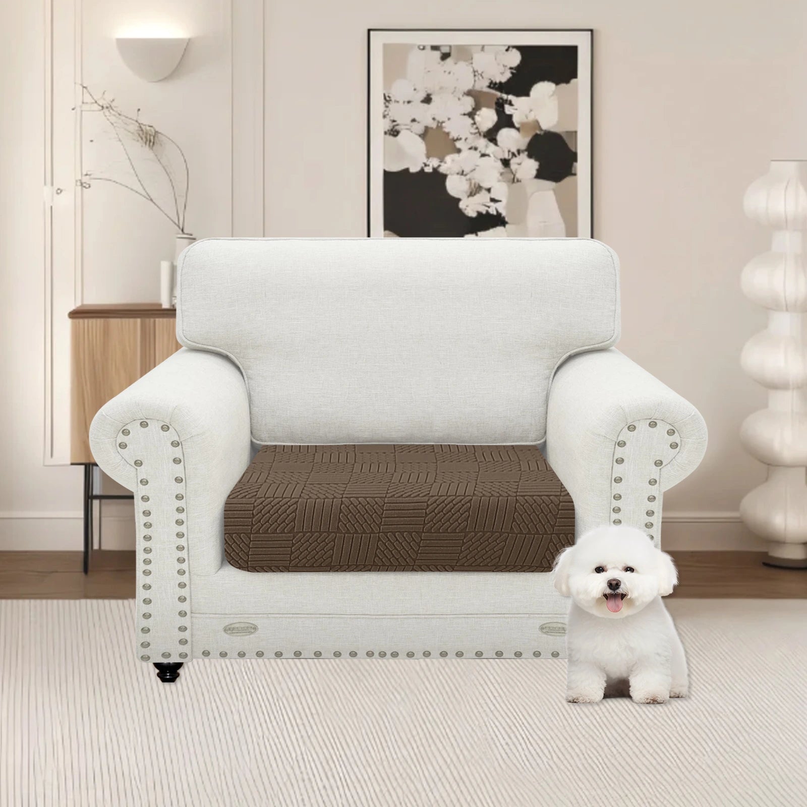 YSTYLE Stretch Sofa Seat Cover Large 1 Seater Geometric Pattern-YSTYLE