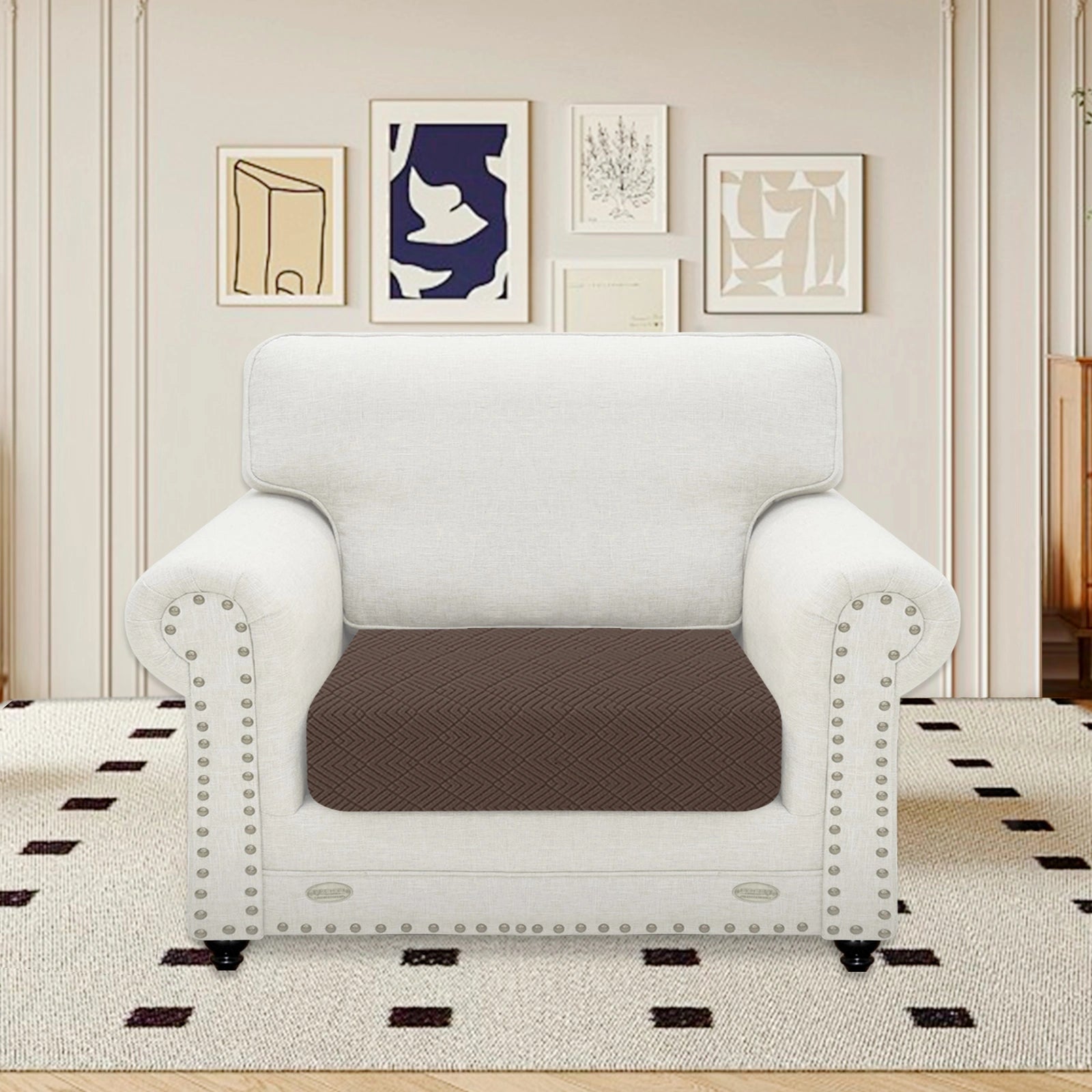 YSTYLE 1 Piece-Large Sofa Cushion Cover – Stretch Fit, Universal Use, Anti-Slip, Scratch Resistant, Geometric Design-Rhombic