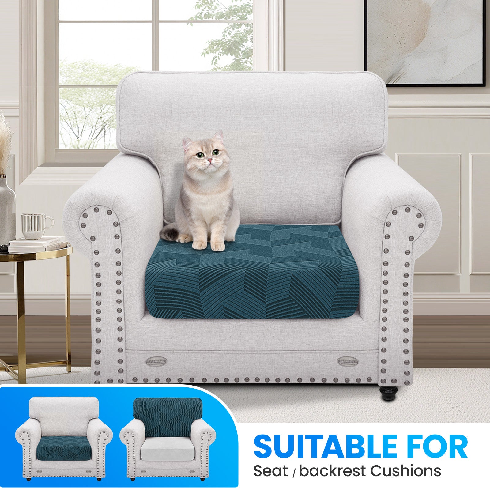 Ystyle 1 Piece Elastic Sofa Seat Cover, Universal Living Room Cushion Cover, Separate Sofa Cushion Slipcovers, Non-Slip, Stain-Resistant, Super Soft & Washable