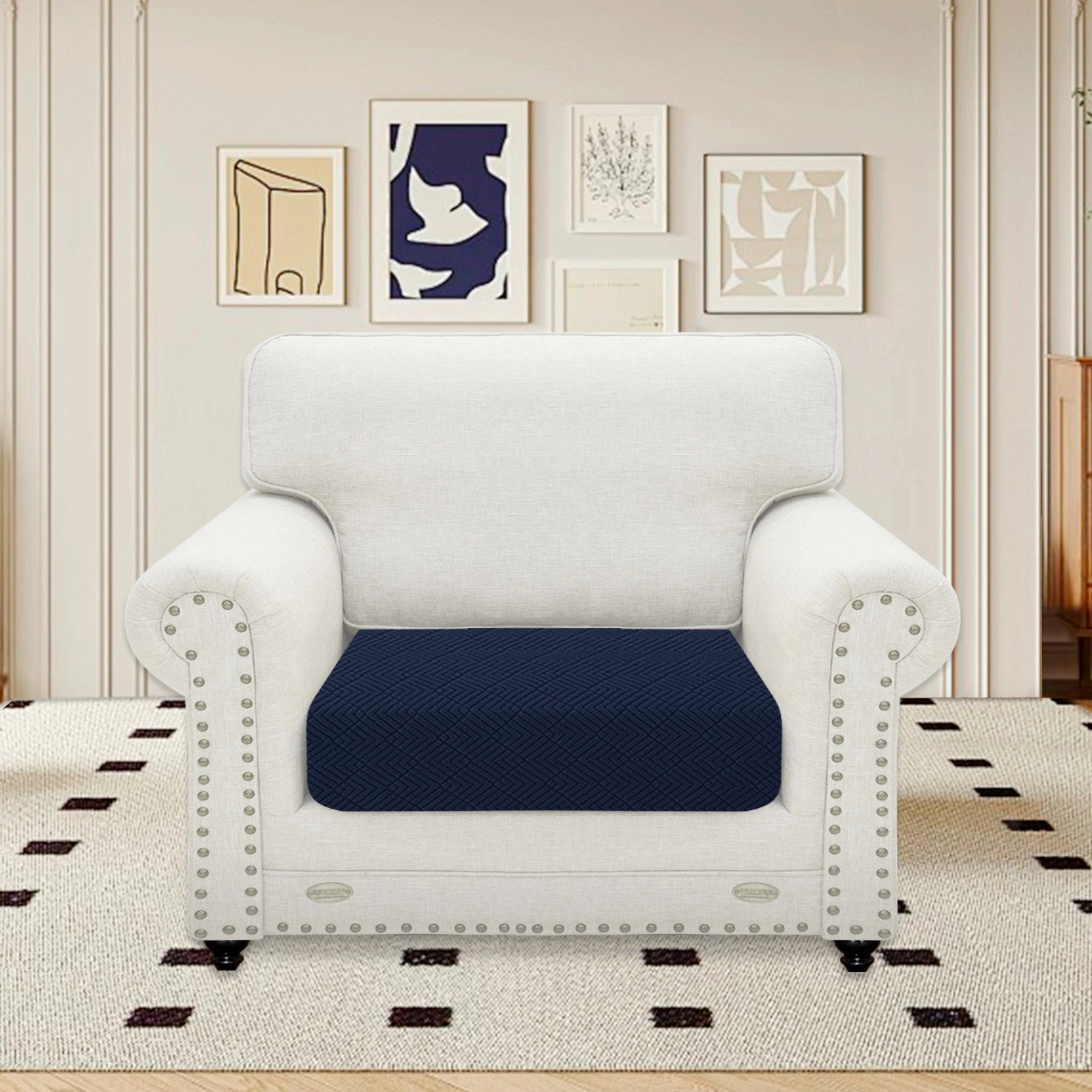 YSTYLE 1 Piece-Large Sofa Cushion Cover – Stretch Fit, Universal Use, Anti-Slip, Scratch Resistant, Geometric Design-Rhombic