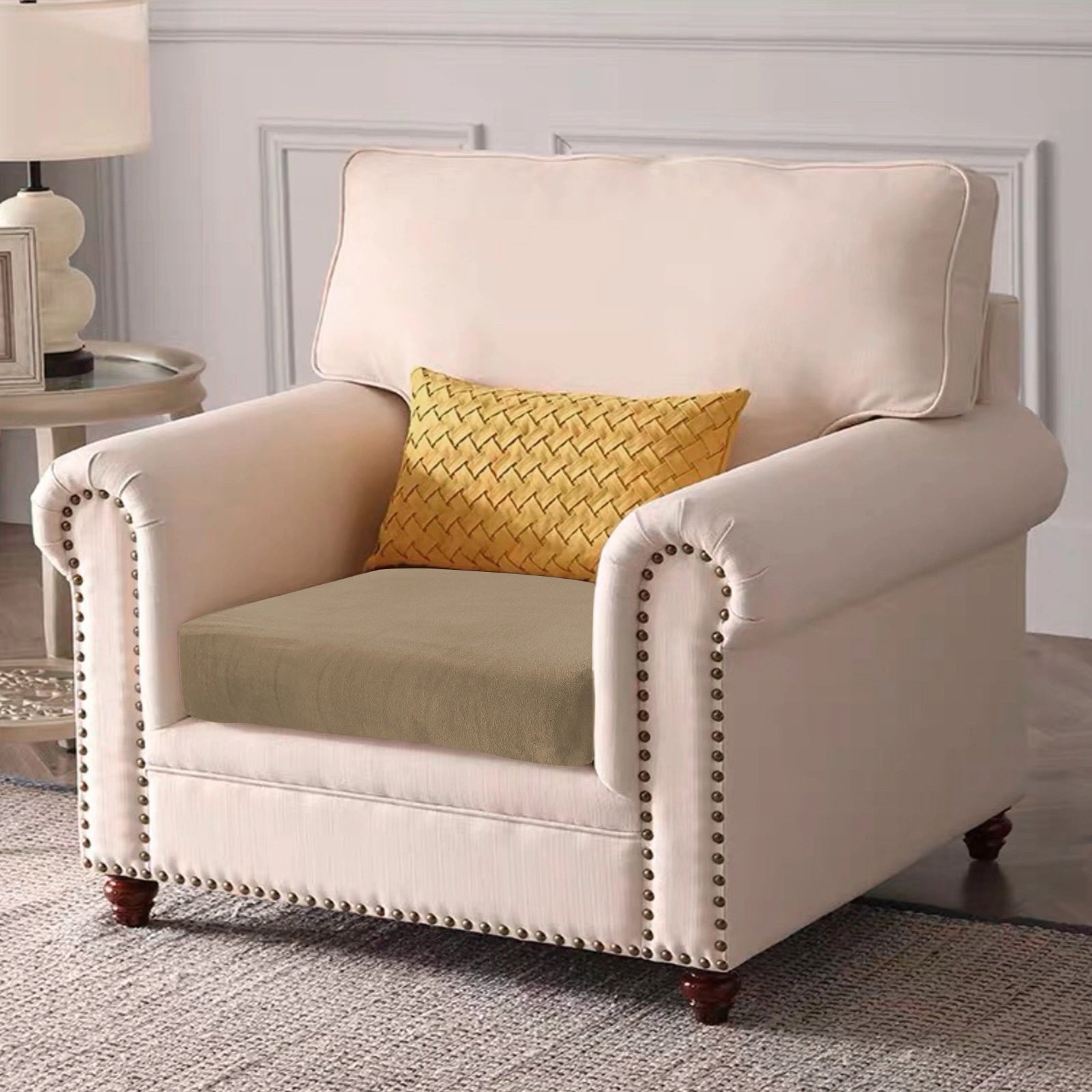 YSTYLE Velvet Stretch Sofa Seat Cover Large 1 Seater Anti Slip-YSTYLE