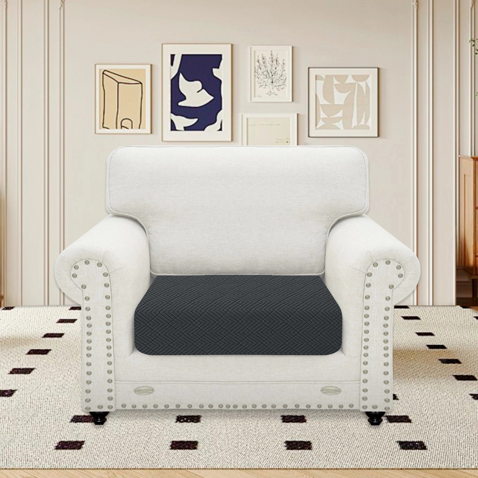 YSTYLE 1 Piece-Large Sofa Cushion Cover – Stretch Fit, Universal Use, Anti-Slip, Scratch Resistant, Geometric Design-Rhombic