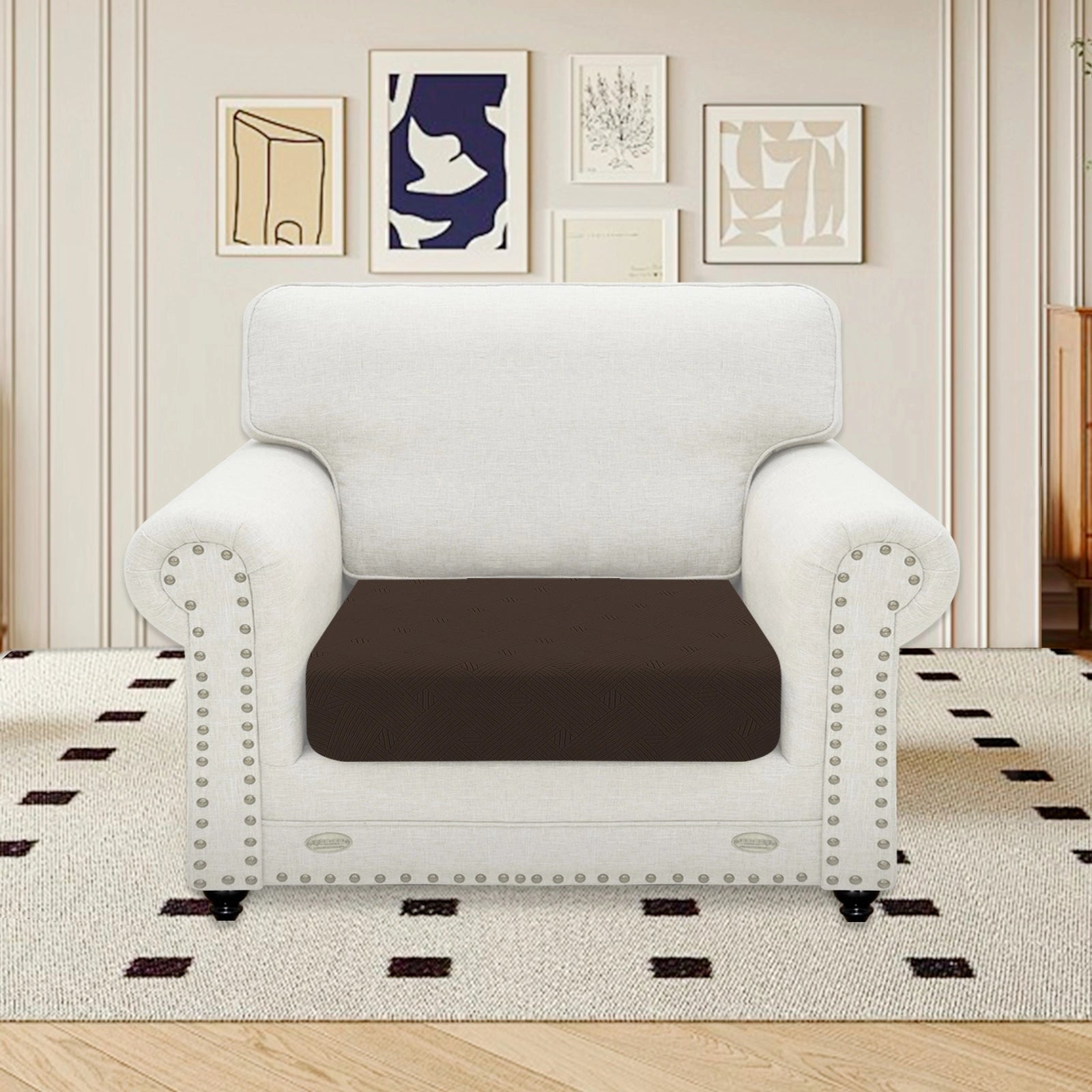 YSTYLE Sofa 1 Piece-Large Cushion Cover – Stretch Fit, Anti-Slip, Geometric Pattern, Universal Use, Full Protection-Intertwined Pattern