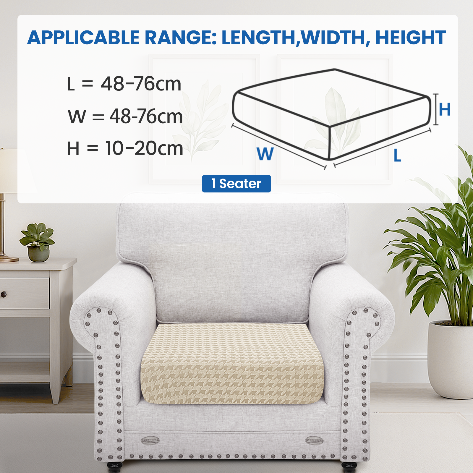 Ystyle 1-Seat Elastic Sofa Seat Cover, Stretch Sofa Cushion Covers, Universal Sofa Cushion Cover, Cushion Covers for Sofas, Sofa Seat Cover