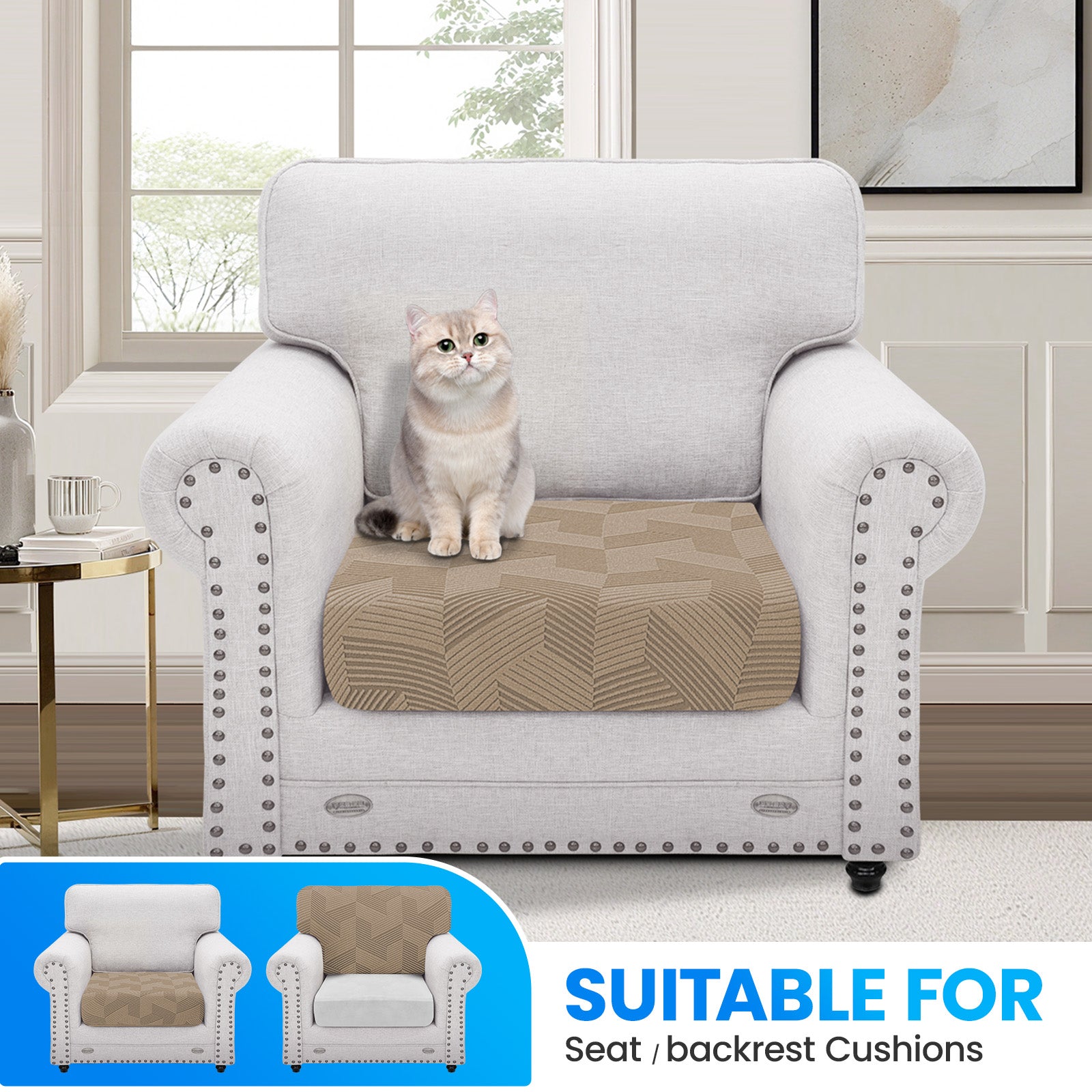 Ystyle 1 Piece Elastic Sofa Seat Cover, Universal Living Room Cushion Cover, Separate Sofa Cushion Slipcovers, Non-Slip, Stain-Resistant, Super Soft & Washable