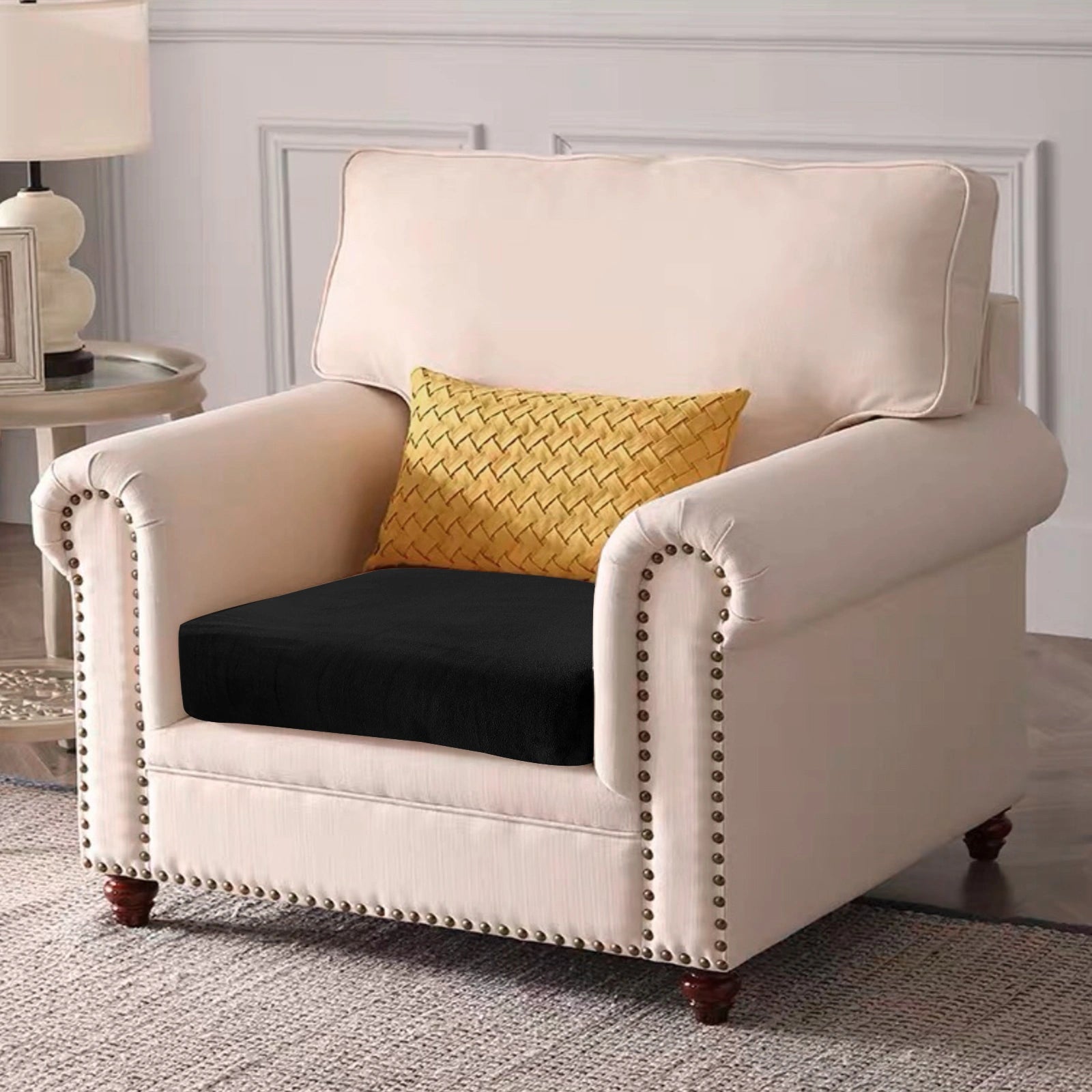 YSTYLE 1 Piece-Large Velvet Cushion Cover – Stretch Fit, Anti-Slip, Universal for Separate Sofa Cushions