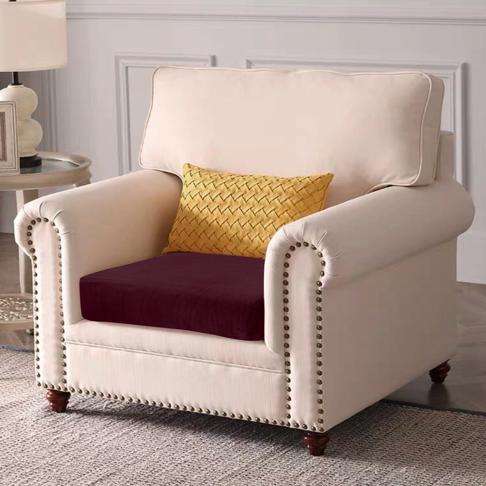 YSTYLE Velvet Stretch Sofa Seat Cover Large 1 Seater Anti Slip-YSTYLE
