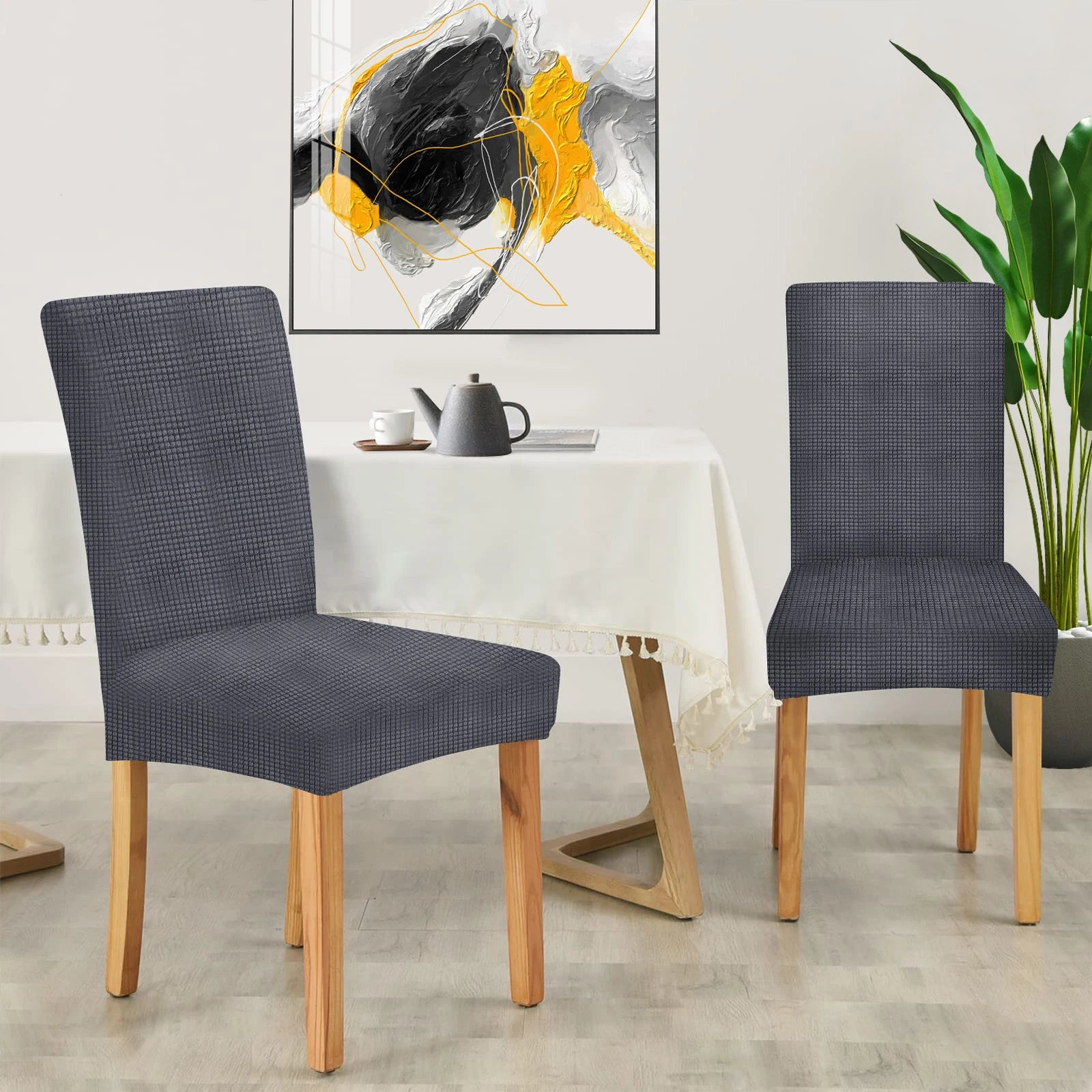 YSTYLE 6 Pieces Stretch Dining Chair Covers Jacquard Pattern-YSTYLE