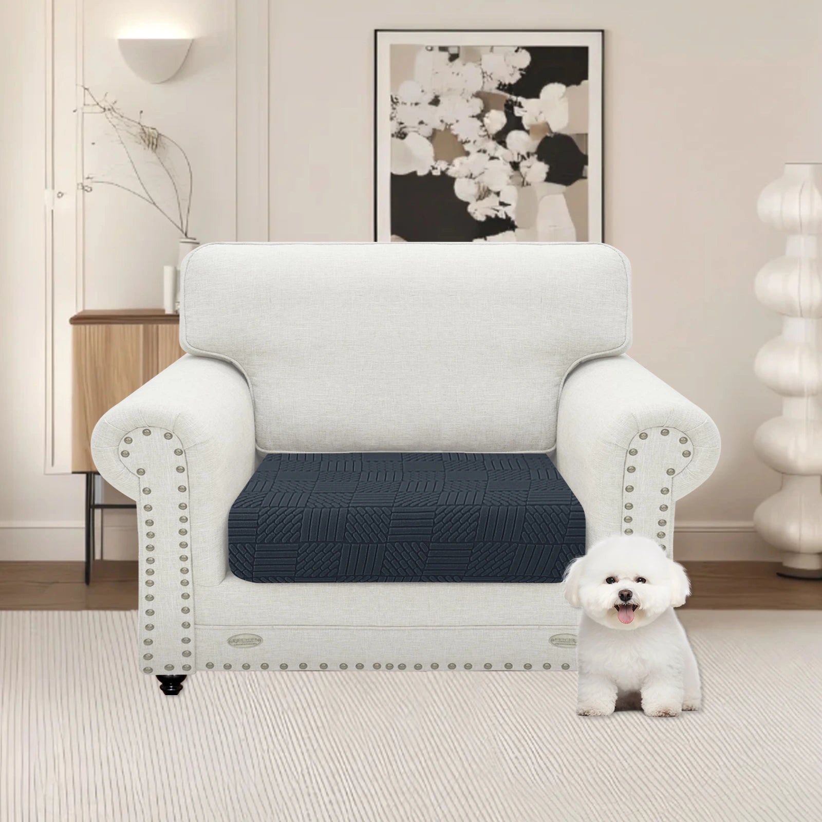 YSTYLE 1 Piece-Large Sofa Cushion Cover – Stretch Fit, Elastic Bottom, Universal Use, Anti-Slip, Full Protection-Five Line