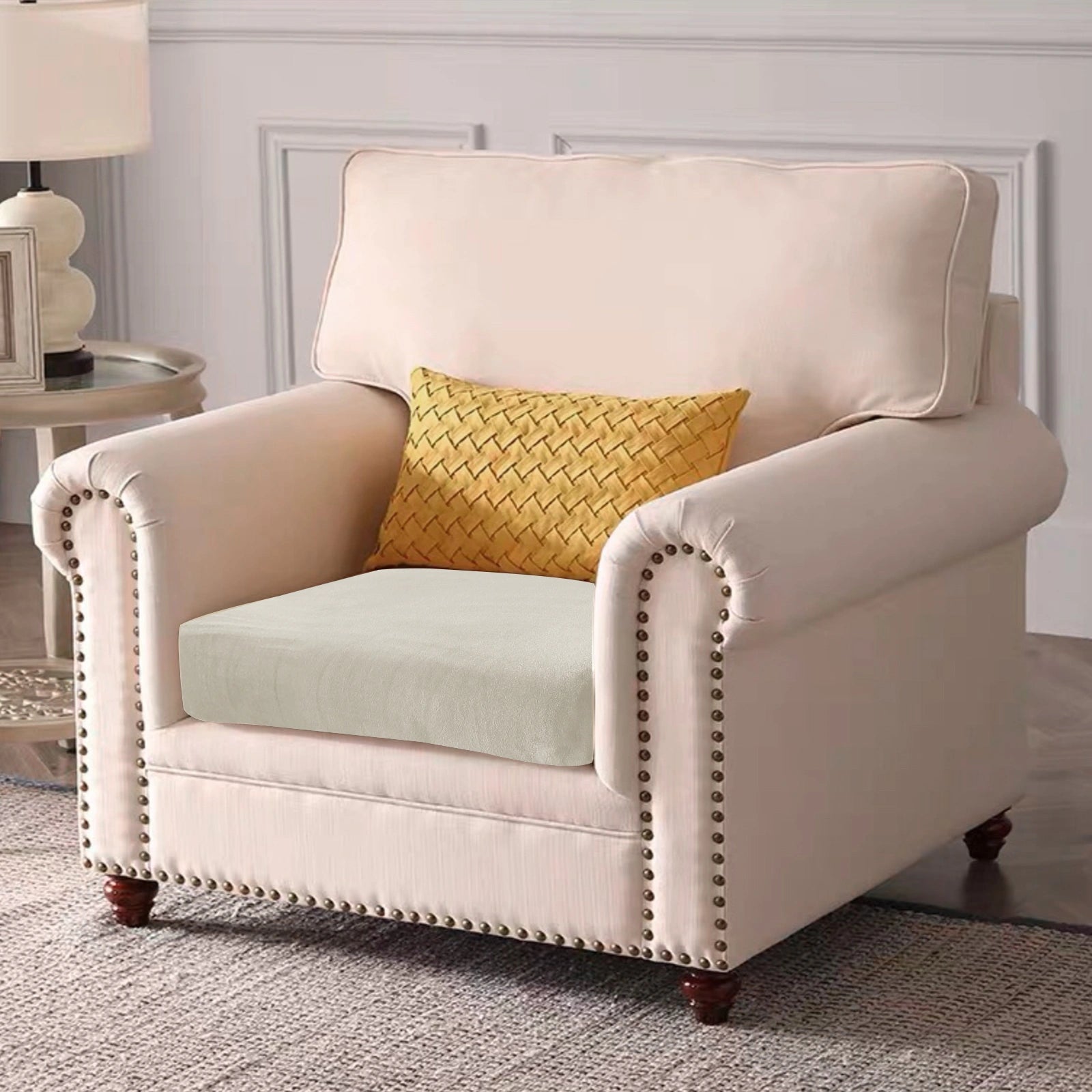 YSTYLE Velvet Stretch Sofa Seat Cover Large 1 Seater Anti Slip-YSTYLE