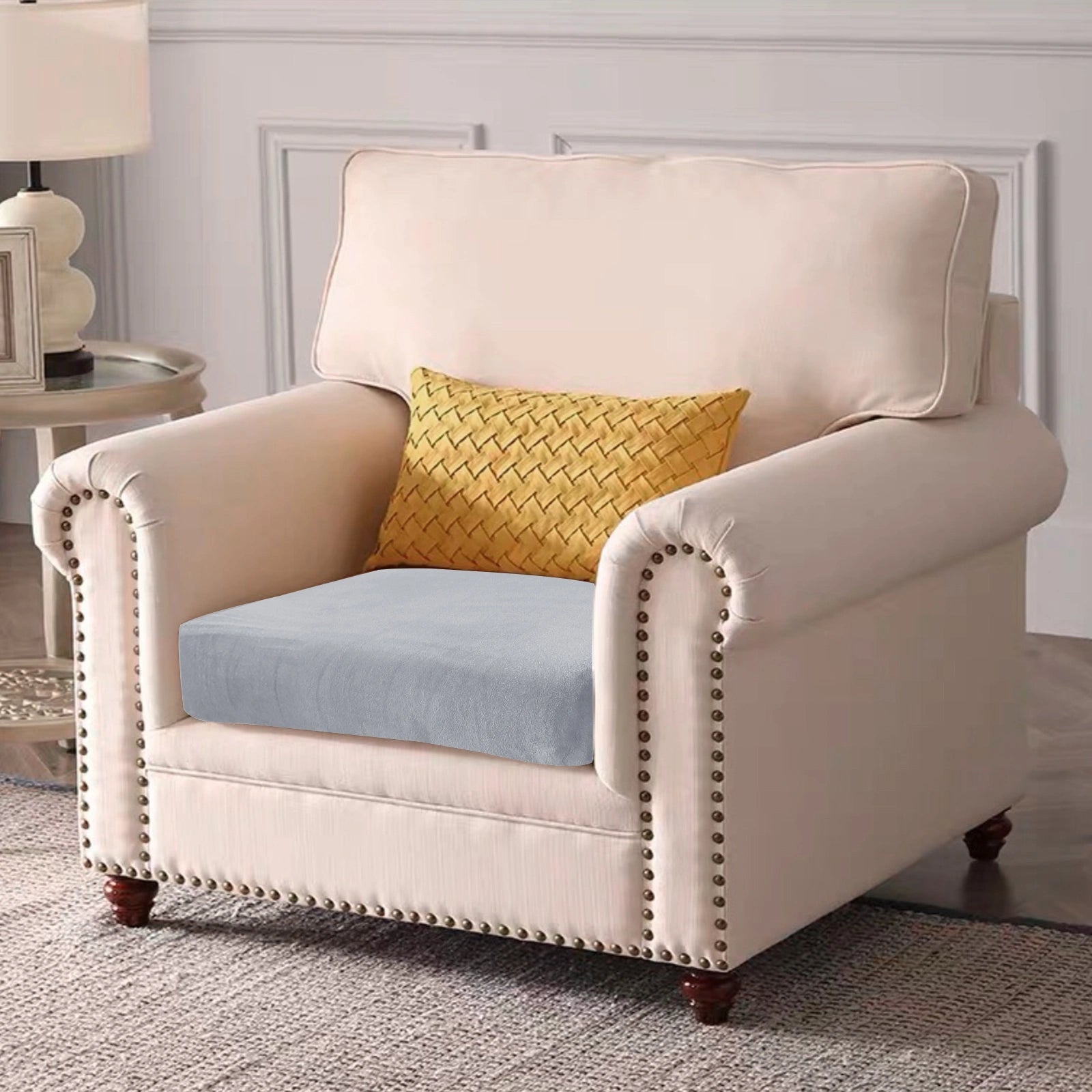 YSTYLE 1 Piece-Large Velvet Cushion Cover – Stretch Fit, Anti-Slip, Universal for Separate Sofa Cushions