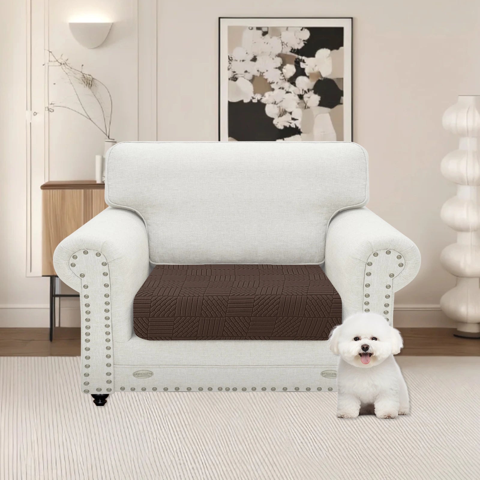 YSTYLE Stretch Sofa Seat Cover Large 1 Seater Geometric Pattern-YSTYLE