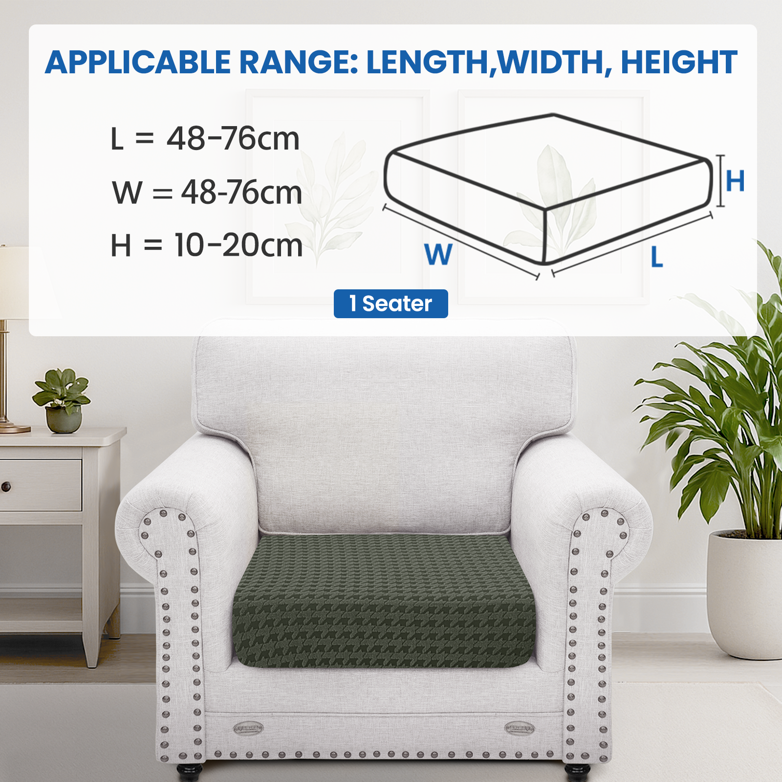 Ystyle 1-Seat Elastic Sofa Seat Cover, Stretch Sofa Cushion Covers, Universal Sofa Cushion Cover, Cushion Covers for Sofas, Sofa Seat Cover