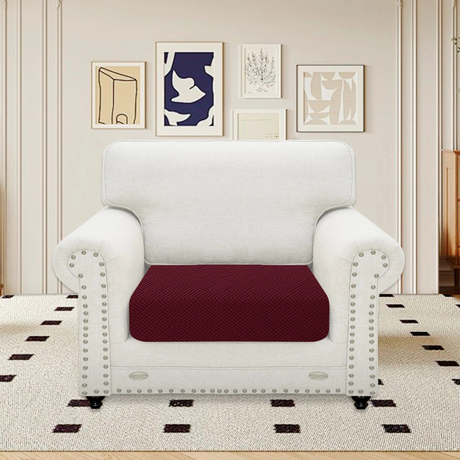 YSTYLE 1 Piece-Large Sofa Cushion Cover – Stretch Fit, Universal Use, Anti-Slip, Scratch Resistant, Geometric Design-Rhombic