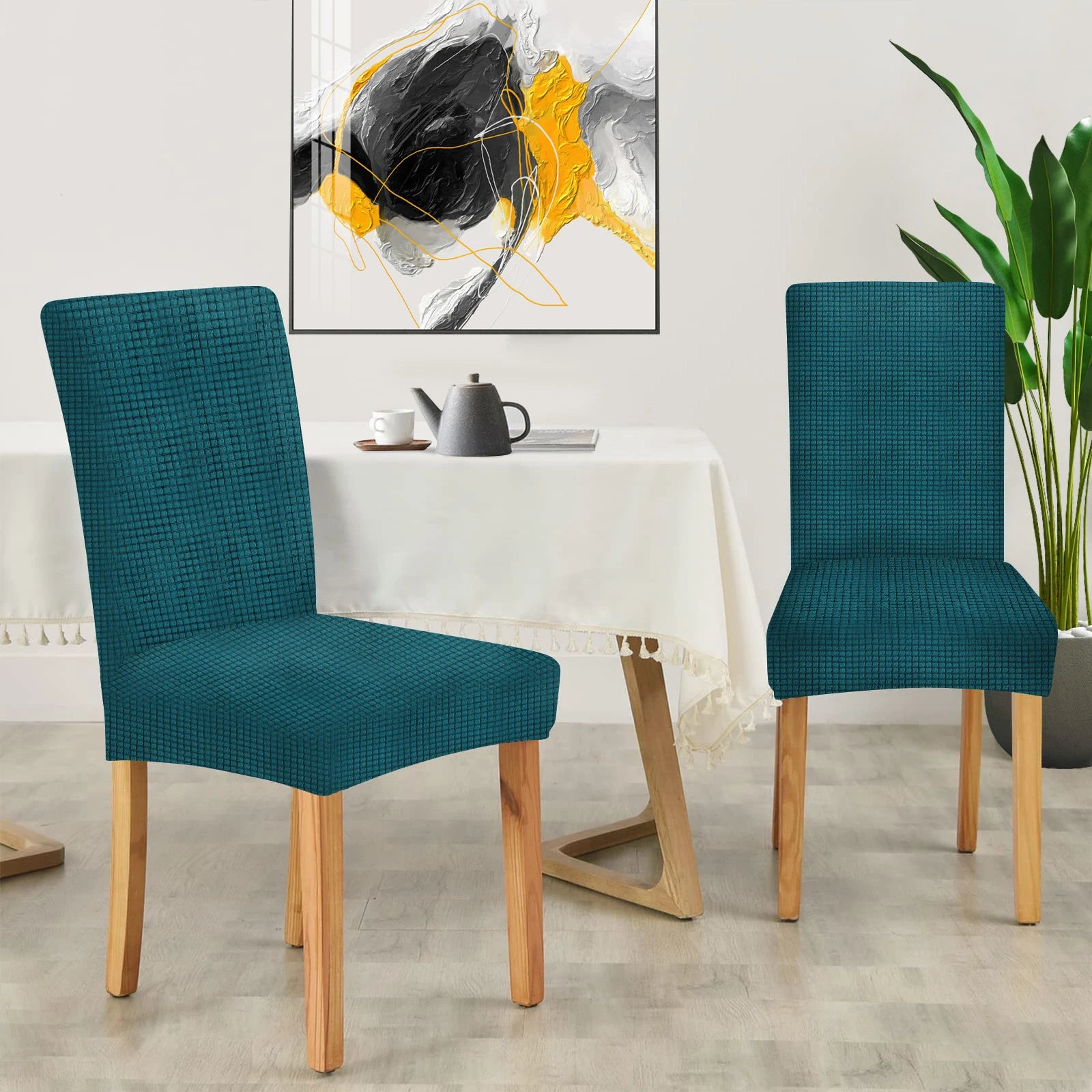 YSTYLE 6 Pieces Stretch Dining Chair Covers Jacquard Pattern-YSTYLE