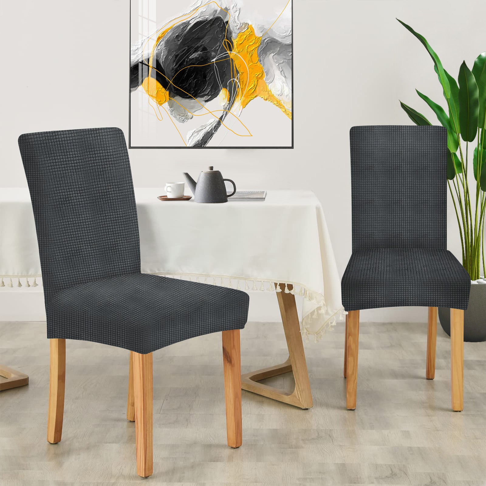YSTYLE 2 Pieces Stretch Dining Chair Covers Jacquard Pattern