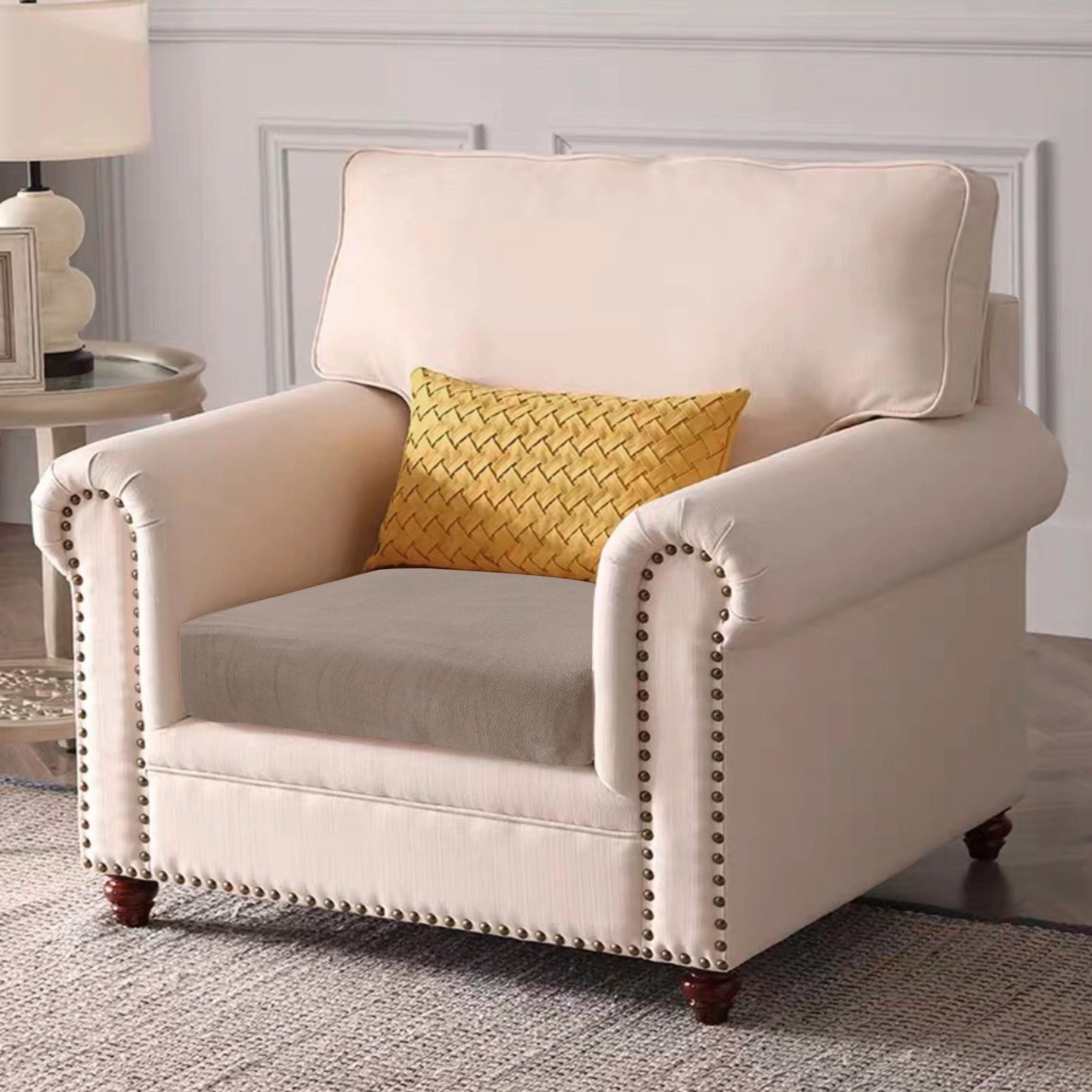 YSTYLE 1 Piece-Large Velvet Cushion Cover – Stretch Fit, Anti-Slip, Universal for Separate Sofa Cushions