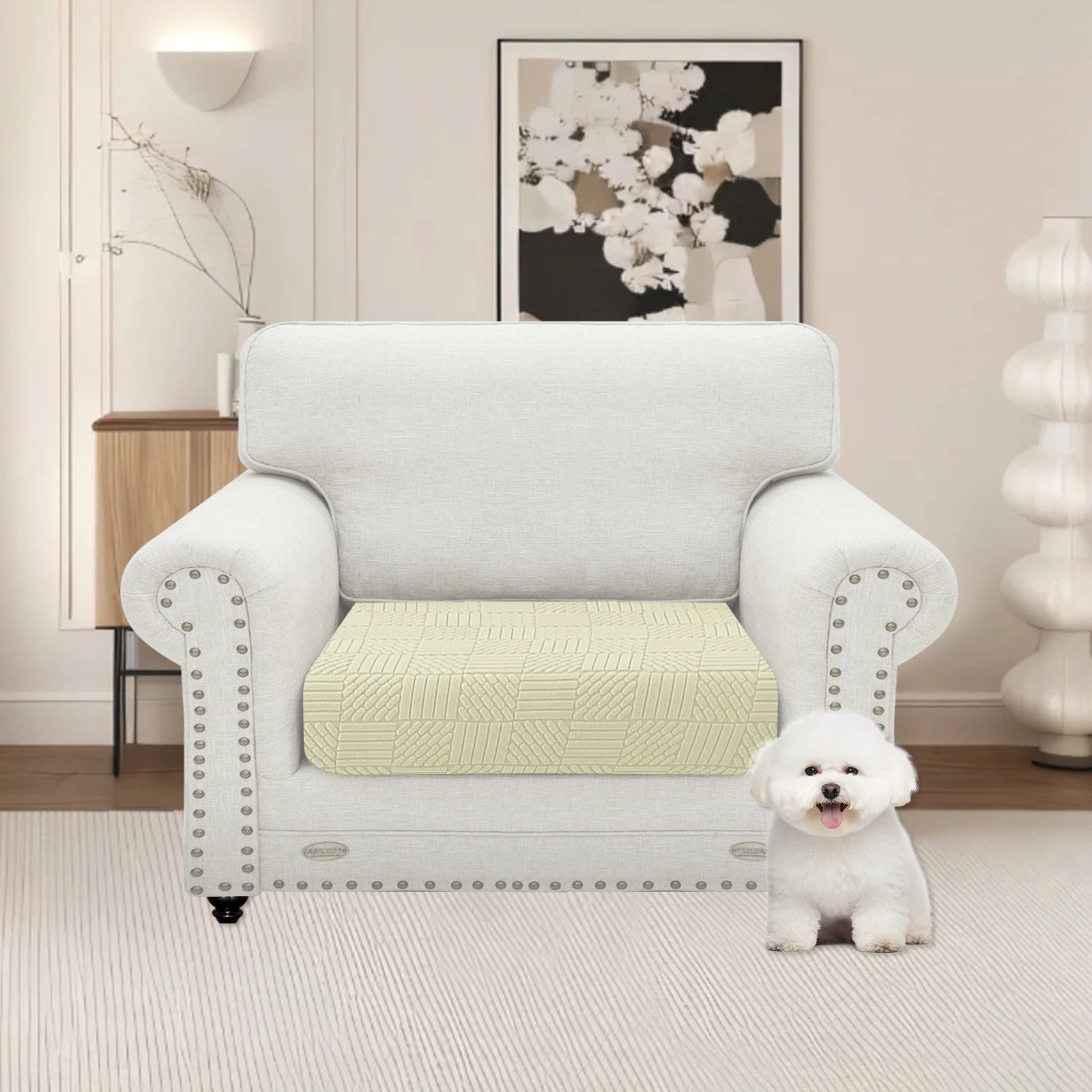 YSTYLE 1 Piece-Large Sofa Cushion Cover – Stretch Fit, Elastic Bottom, Universal Use, Anti-Slip, Full Protection-Five Line