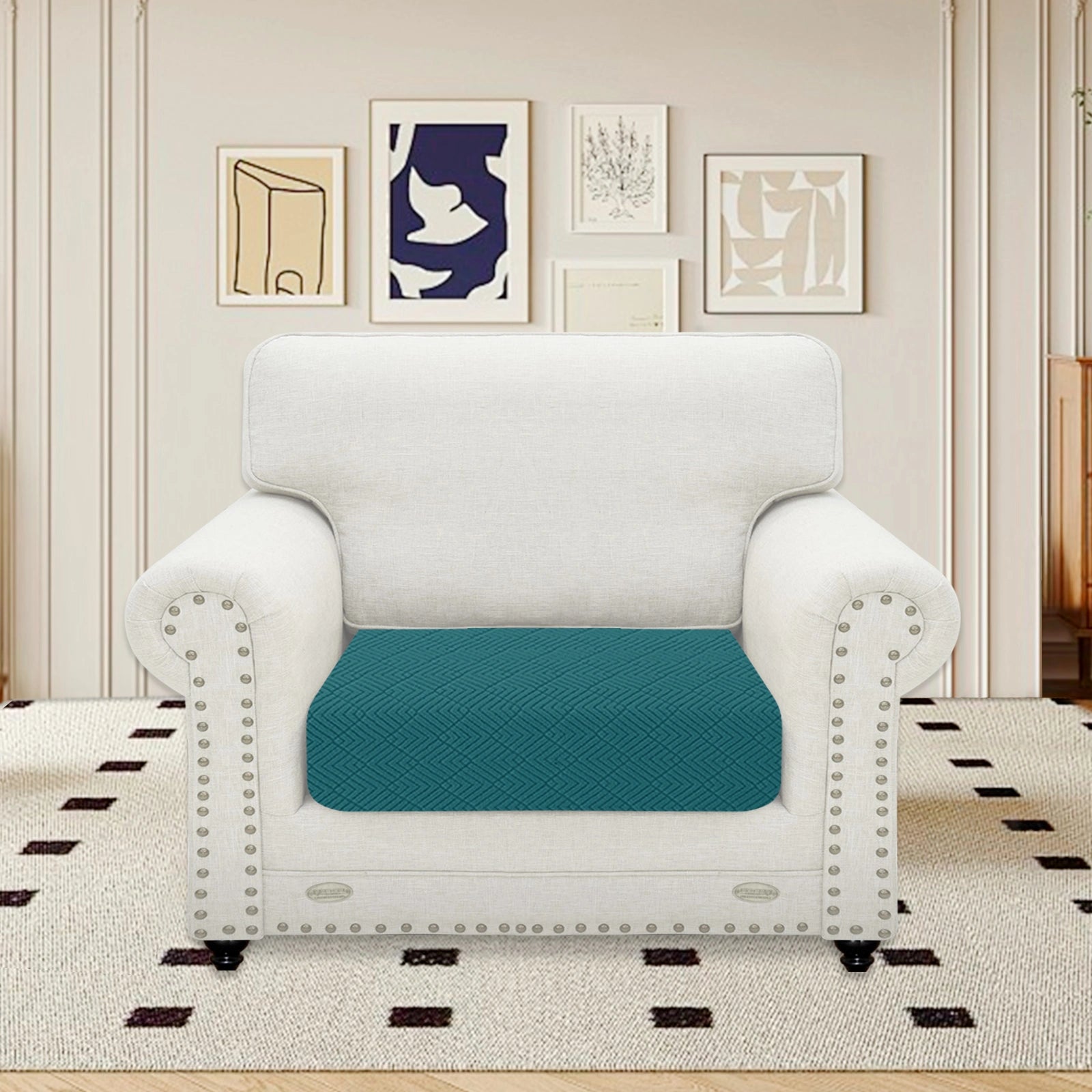 YSTYLE 1 Piece-Large Sofa Cushion Cover – Stretch Fit, Universal Use, Anti-Slip, Scratch Resistant, Geometric Design-Rhombic