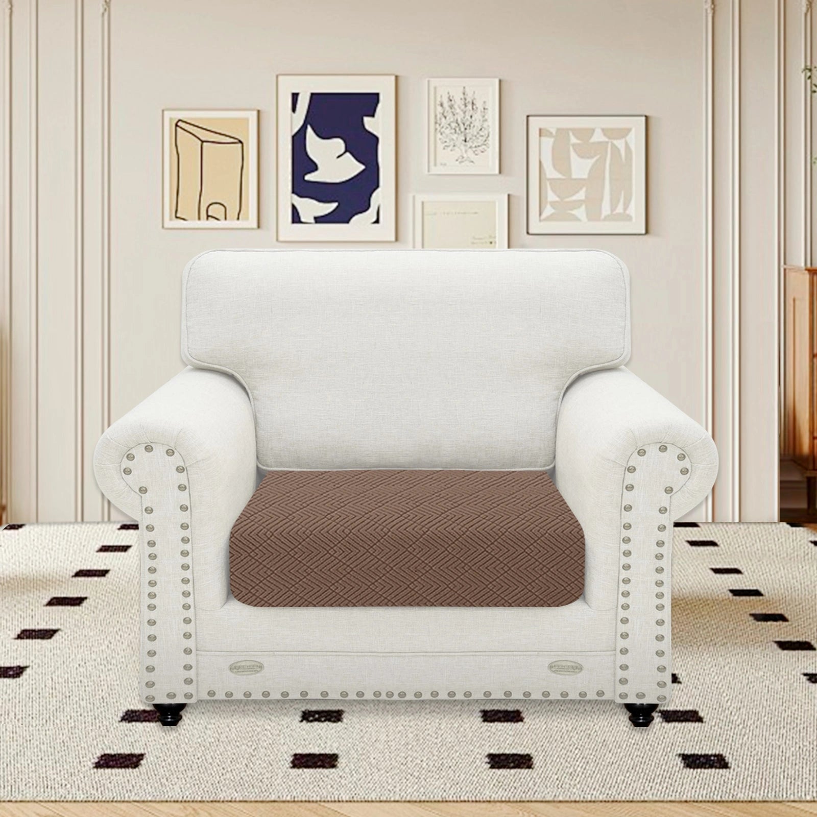 YSTYLE 1 Piece-Large Sofa Cushion Cover – Stretch Fit, Universal Use, Anti-Slip, Scratch Resistant, Geometric Design-Rhombic