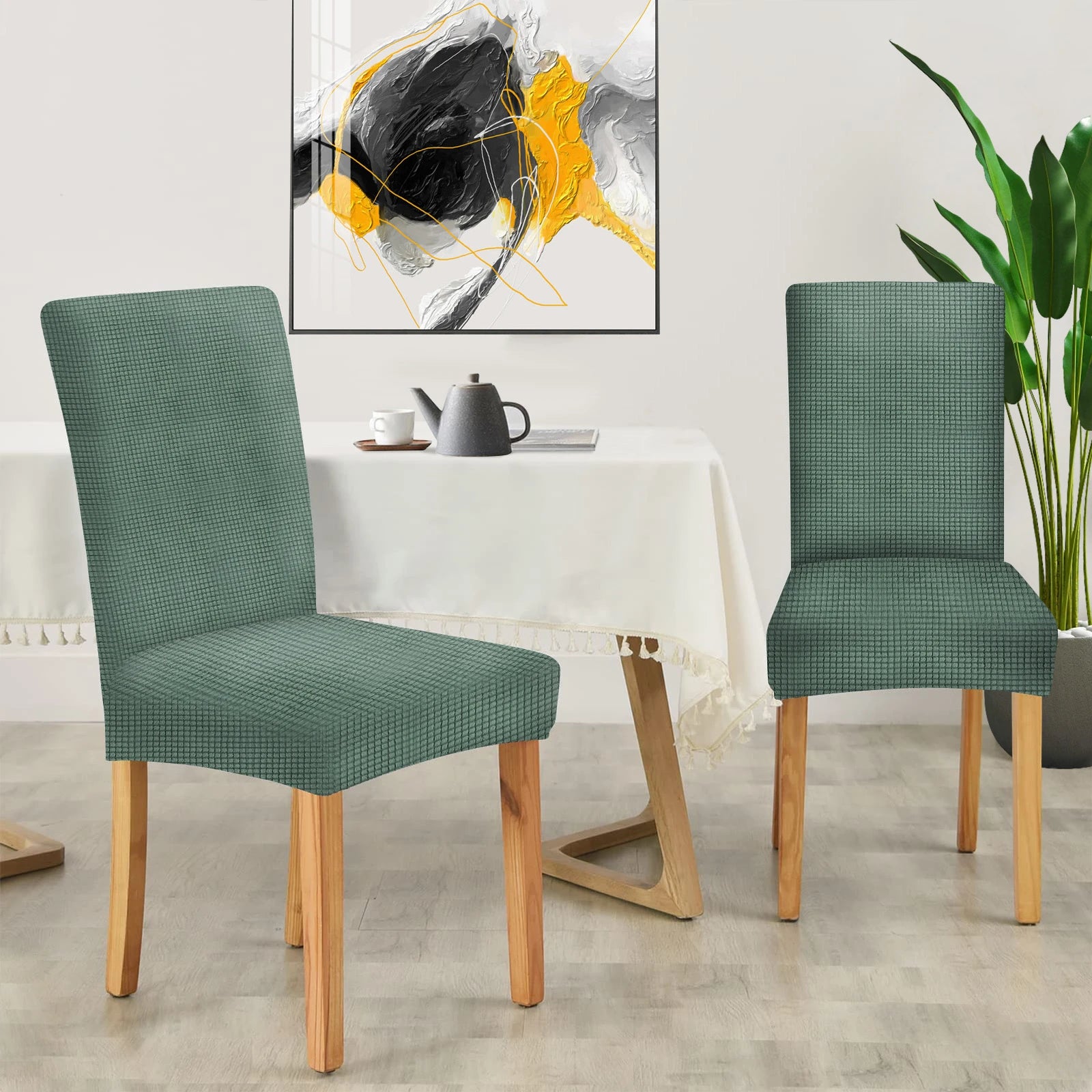 YSTYLE 6 Pieces Stretch Dining Chair Covers Jacquard Pattern-YSTYLE