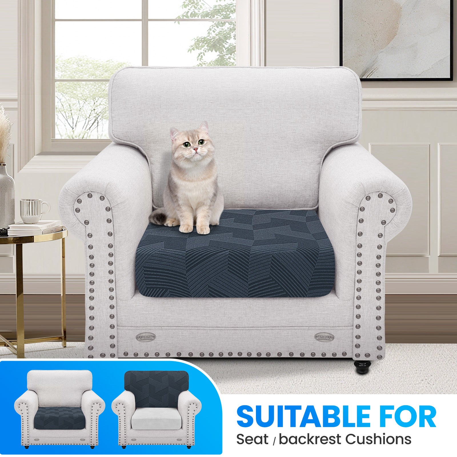 Ystyle 1 Piece Elastic Sofa Seat Cover, Universal Living Room Cushion Cover, Separate Sofa Cushion Slipcovers, Non-Slip, Stain-Resistant, Super Soft & Washable