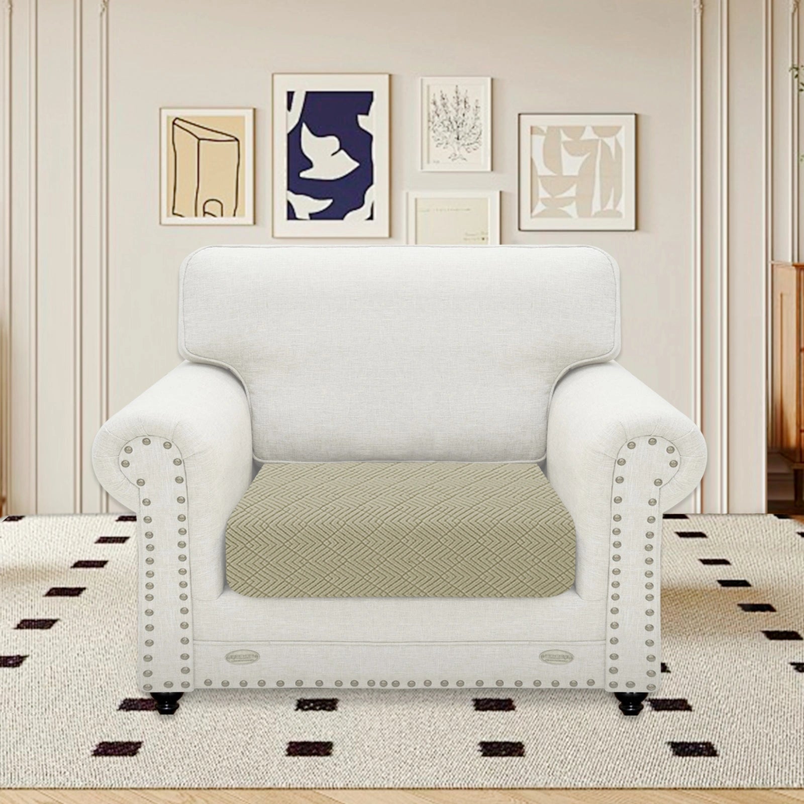 YSTYLE 1 Piece-Large Sofa Cushion Cover – Stretch Fit, Universal Use, Anti-Slip, Scratch Resistant, Geometric Design-Rhombic