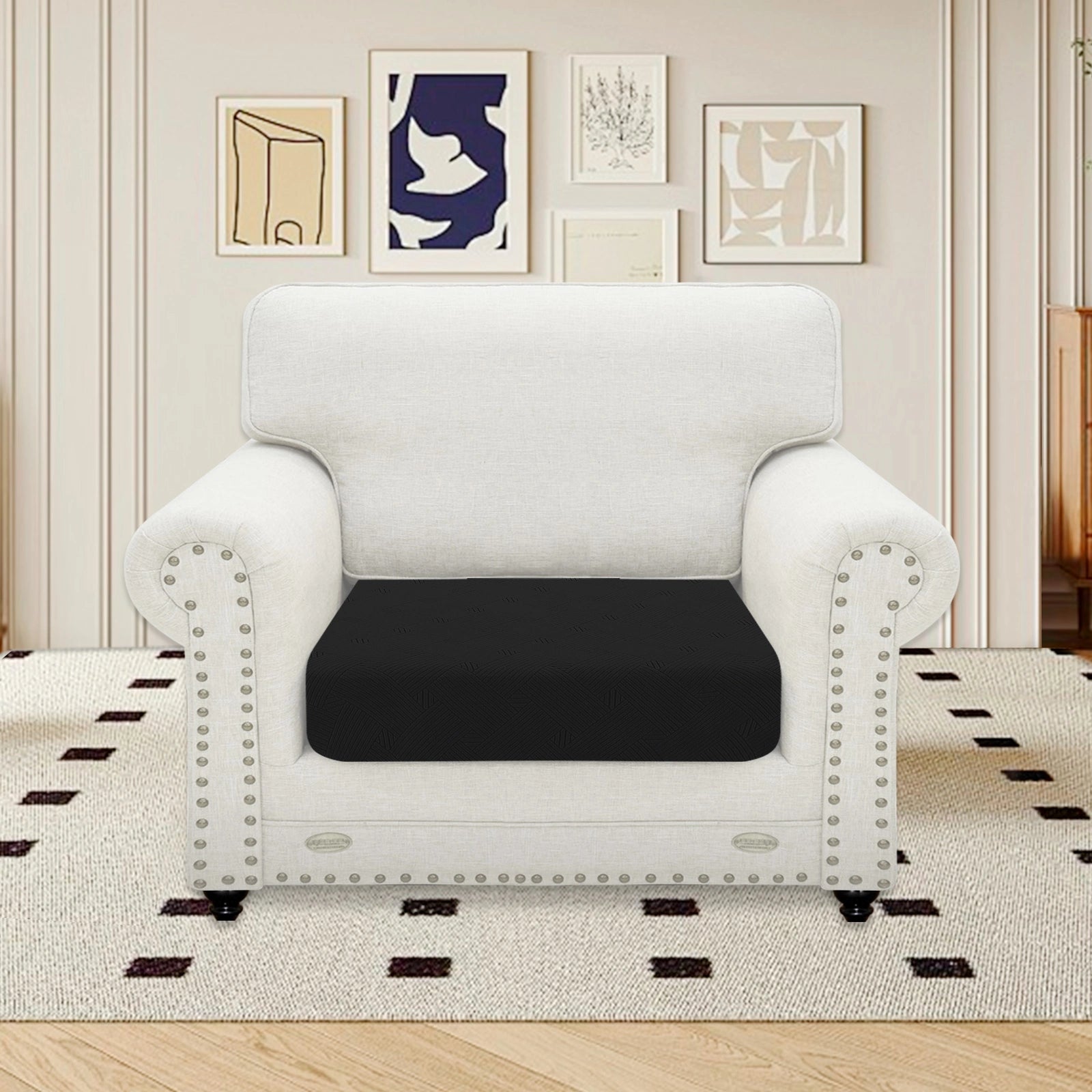 YSTYLE Sofa 1 Piece-Large Cushion Cover – Stretch Fit, Anti-Slip, Geometric Pattern, Universal Use, Full Protection-Intertwined Pattern